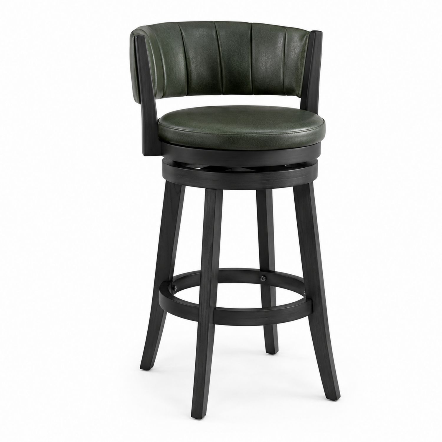 Stołek barowy obrotowy z tkaniny skórzanej zielony 75 cm