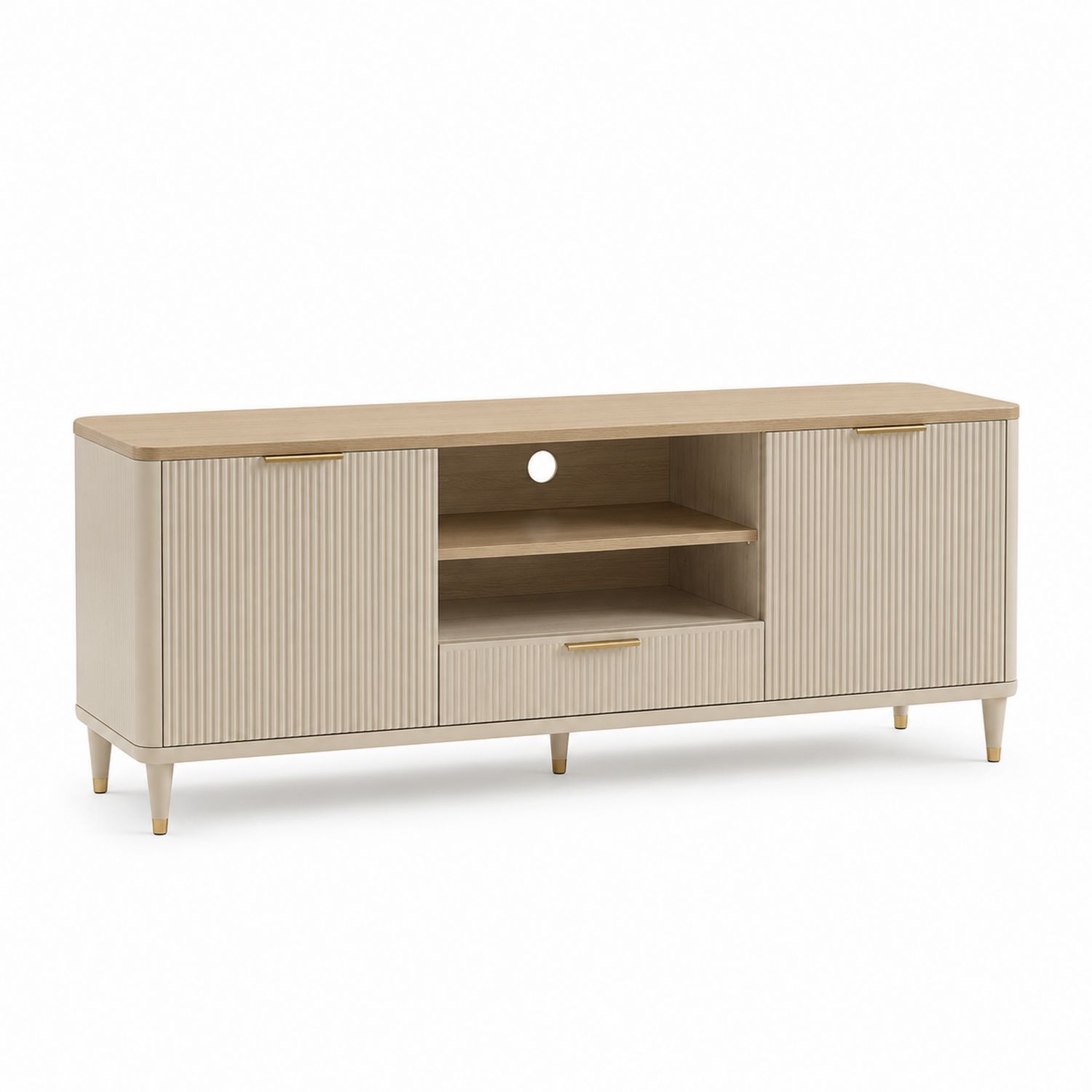 Szafka RTV z drewna dębowego z uchwytami metalowymi 150x40x50 cm