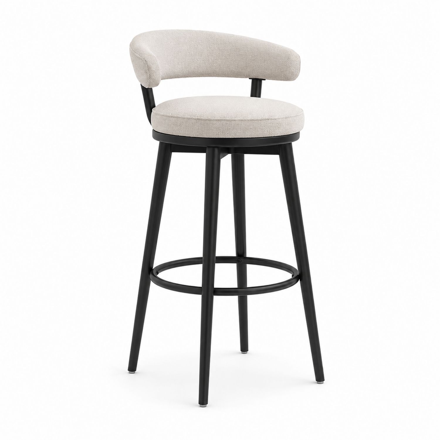 Hoker barowy tapicerowany z oparciem, metalowe nogi, beżowy 75 cm