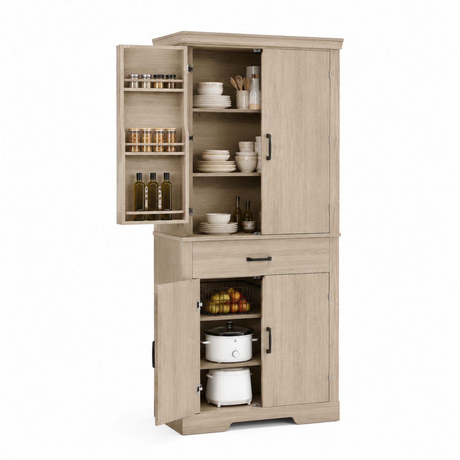 Szafka kuchenna z płyty wiórowej 180x80x40 cm z półkami i drzwiczkami