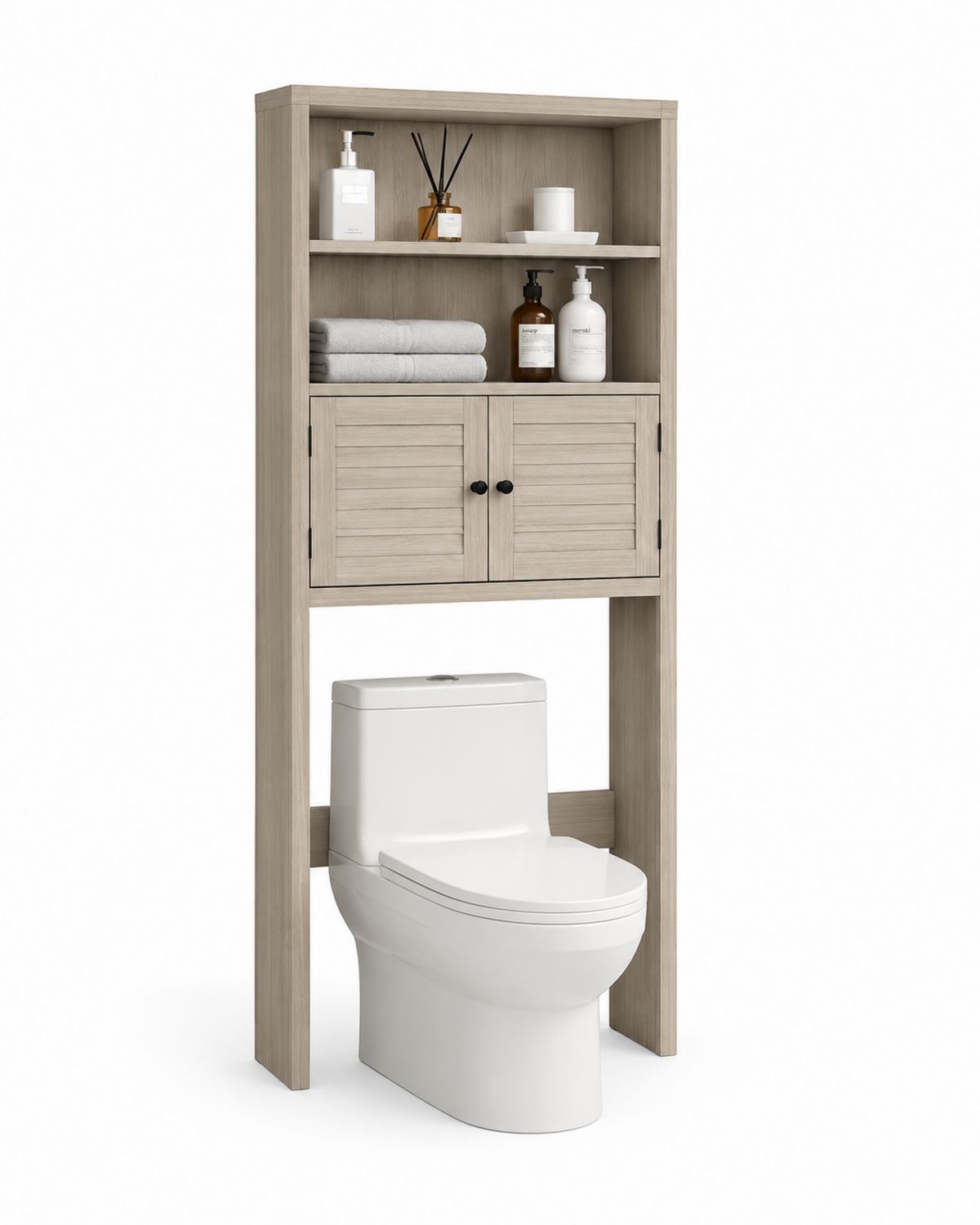 Szafka łazienkowa nad toaletą dąb 180x60x30 cm z półkami i drzwiczkami