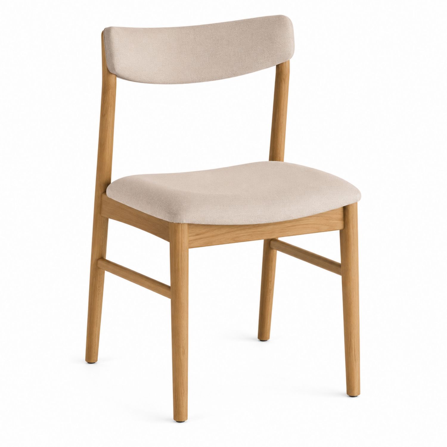 Krzesło z drewna dębowego z kremowym siedziskiem z poliestru 45cm x 50cm x 85cm
