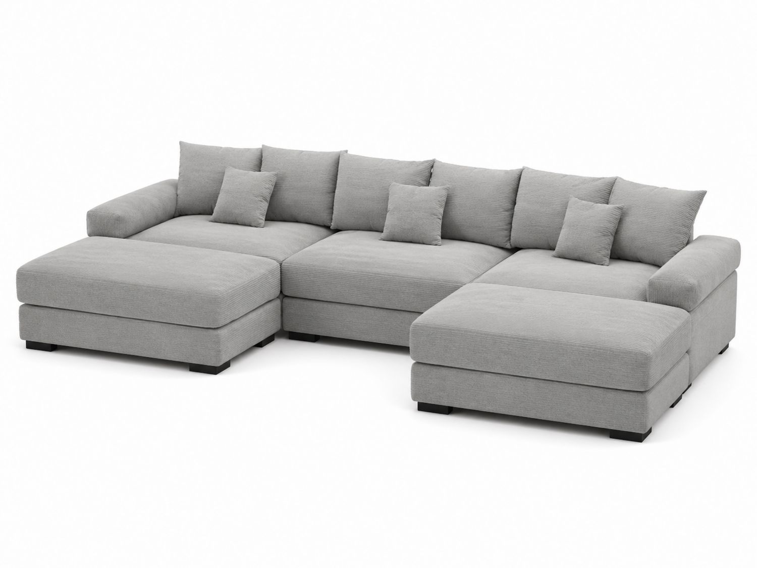 Duża narożna sofa segmentowa z szezlongiem szarość