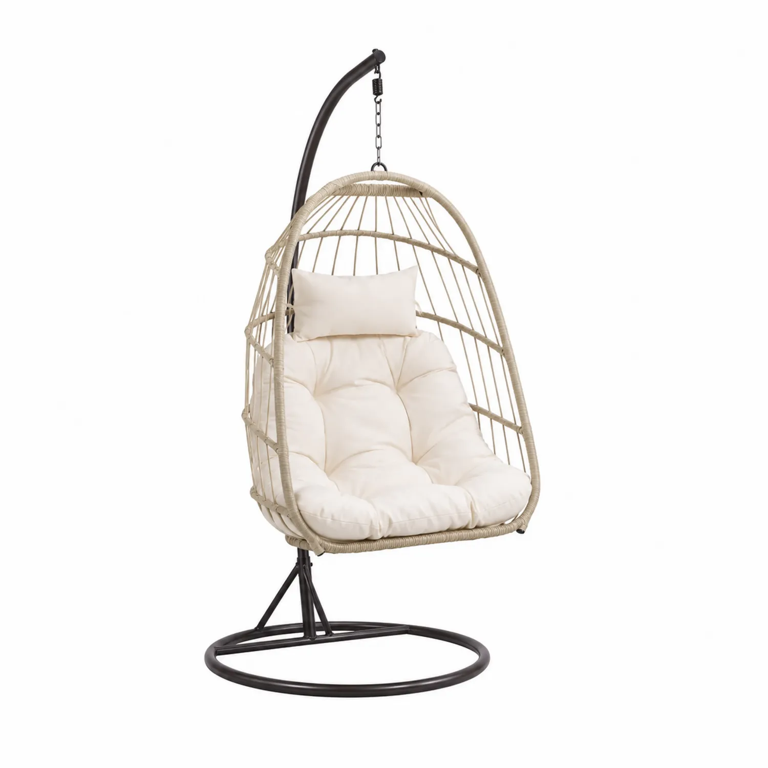 Fotel wiszący z rattanu z poduszką 105x105x200 cm-Wohnkulturcraft