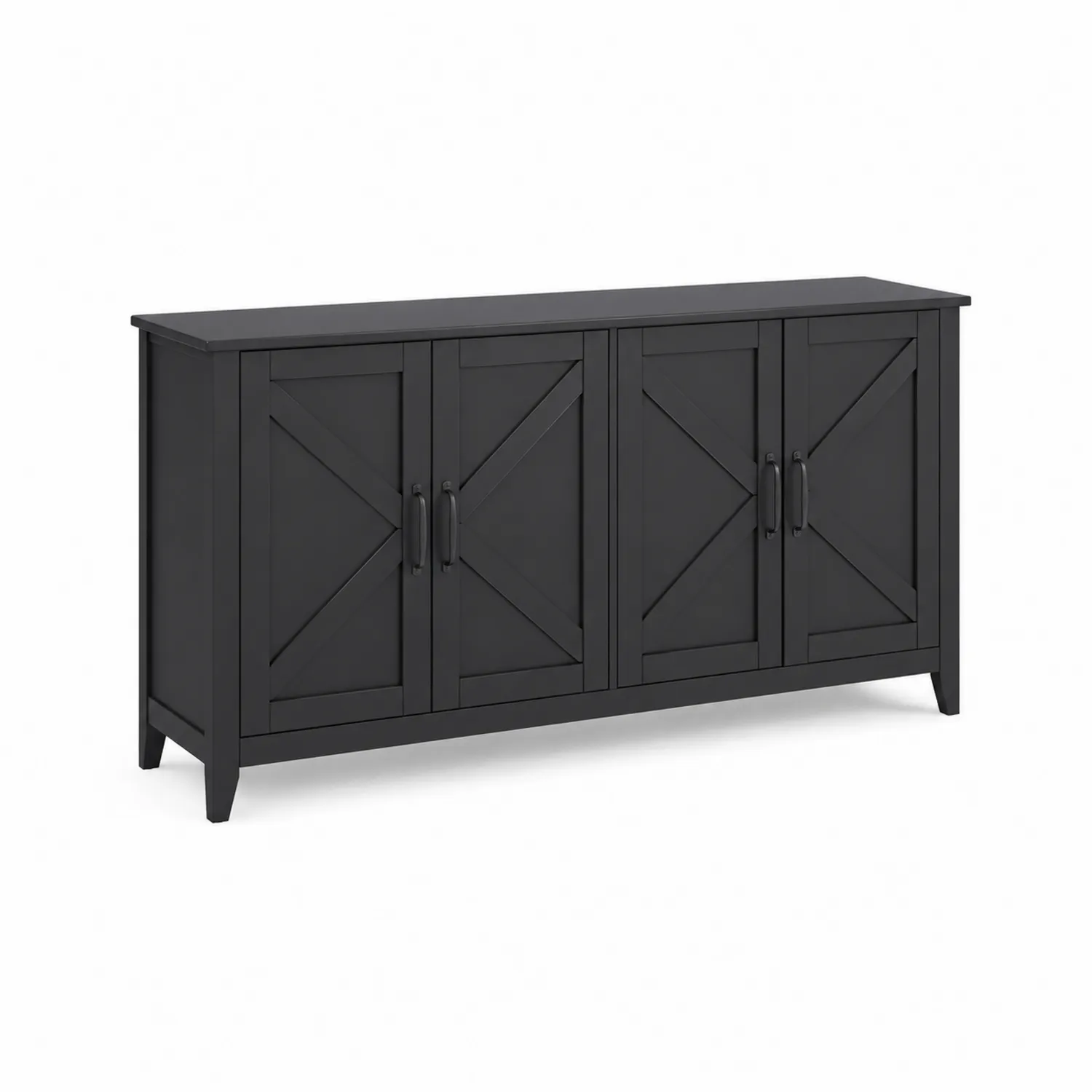 Czarna komoda drewniana z 4 drzwiami 183x40x86 cm-Wohnkulturcraft