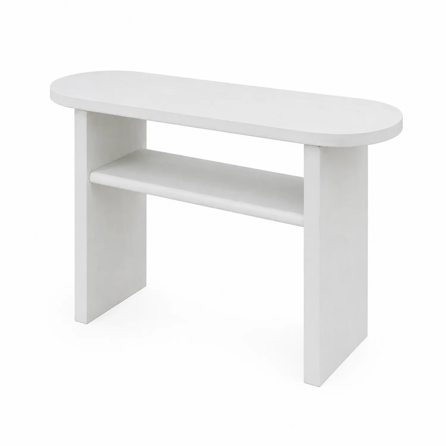 Konsola owalna biały MDF 120 cm-Wohnkulturcraft