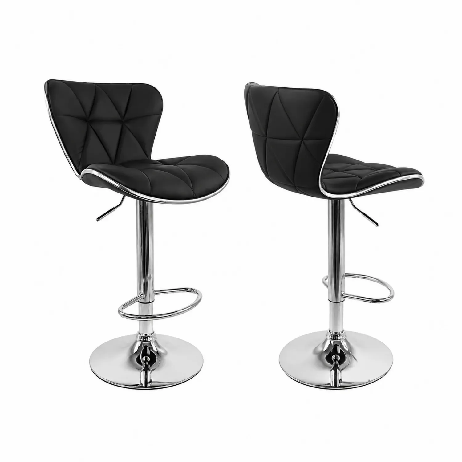 Hoker barowy czarny PVC i metal chromowany-Wohnkulturcraft