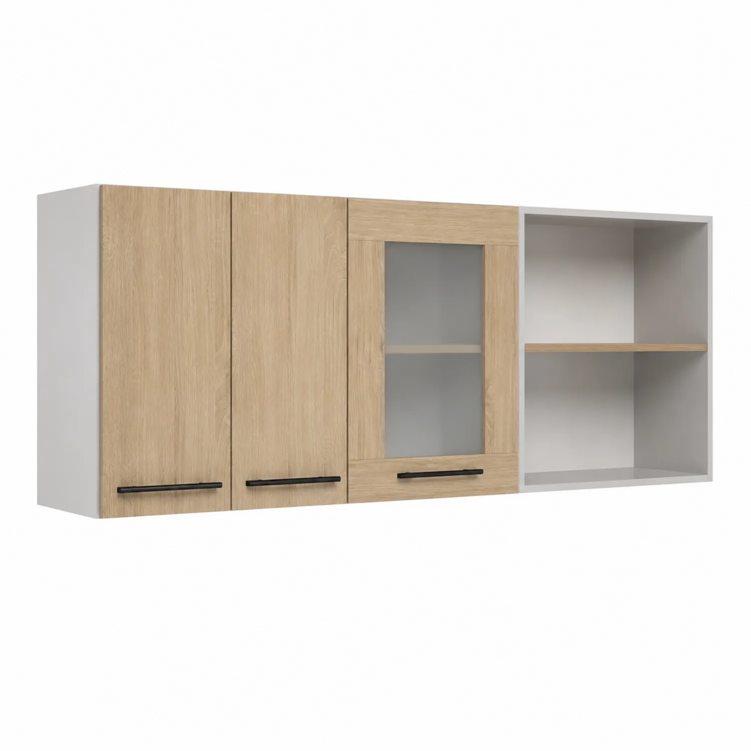 Wisząca Szafka Garażowa Płyta Wiórowa Szkło Hartowane Dąb Sonoma Szary 120x60x30 cm-Wohnkulturcraft