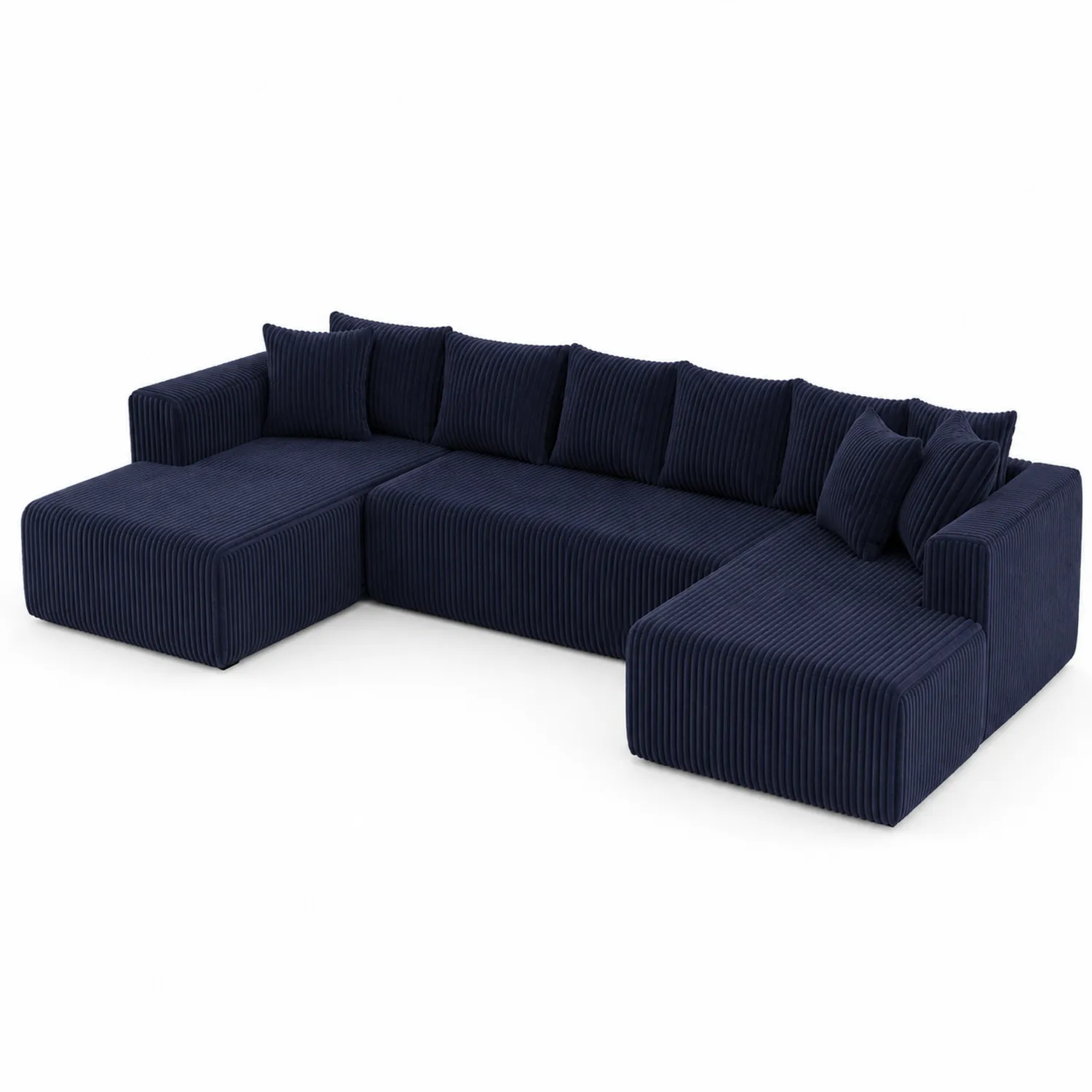 Narożna sofa modułowa granatowa sztruks 300cm-Wohnkulturcraft