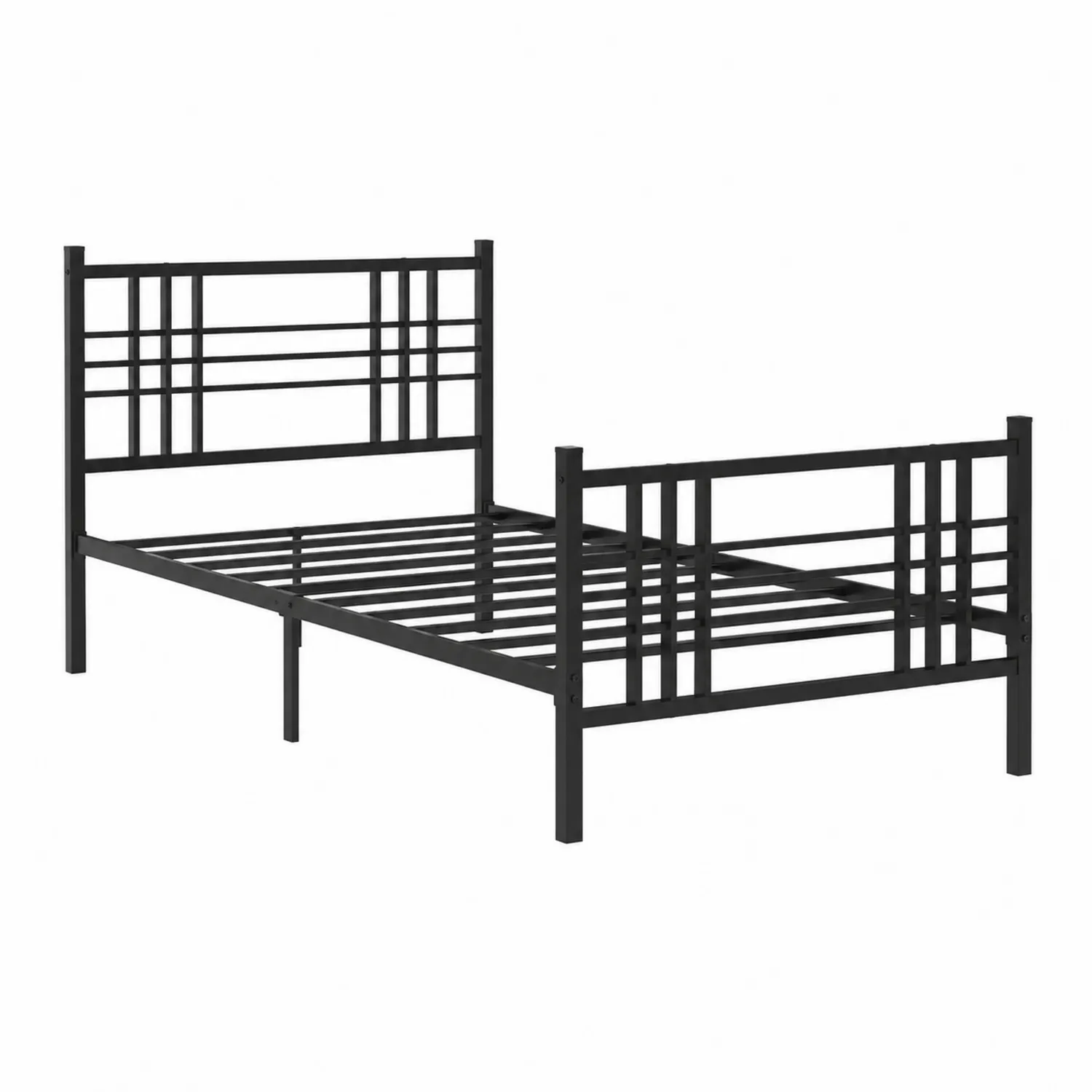 Łóżko Metalowe Czarny Stalowe 200x90 cm-Wohnkulturcraft