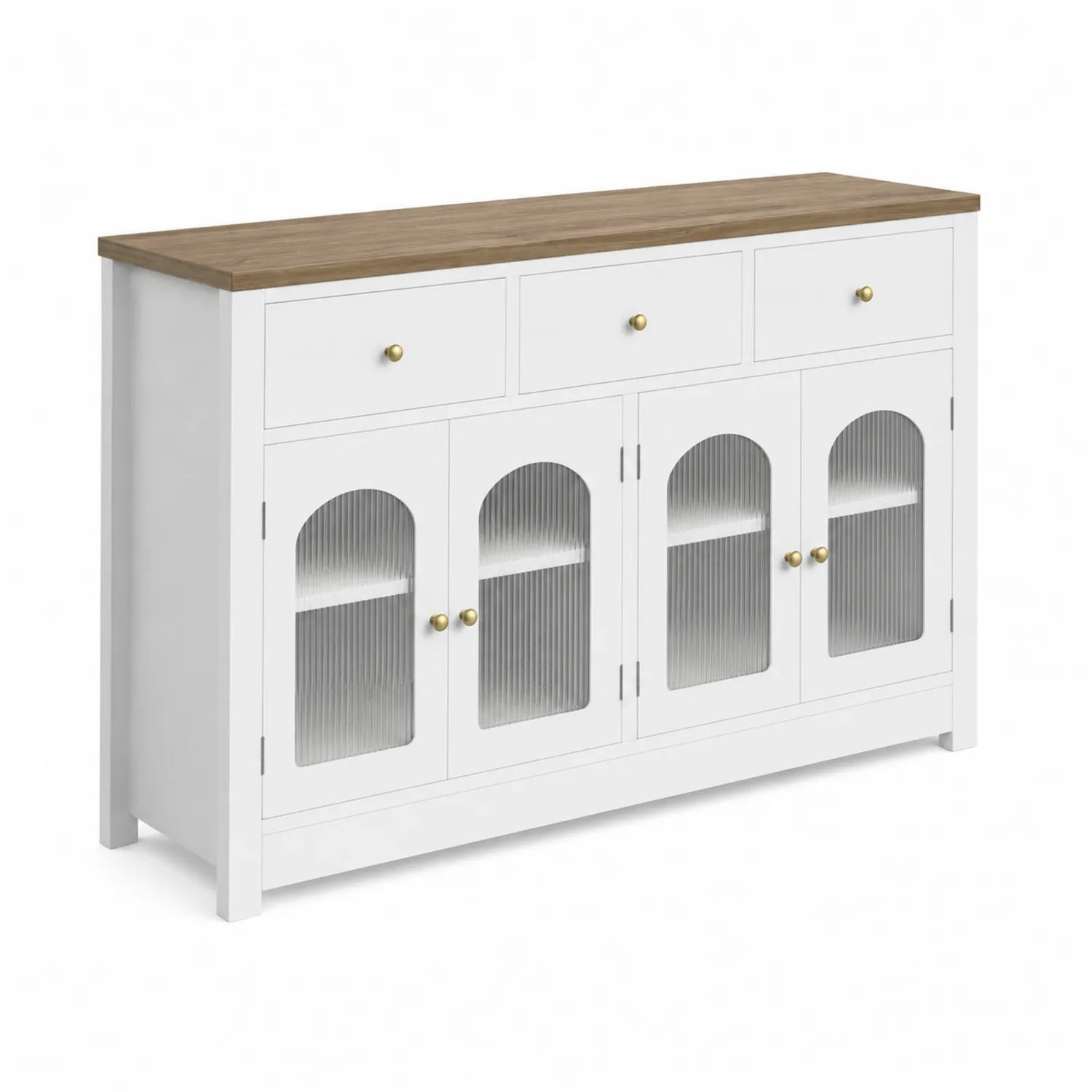 Kredens z MDF z szufladami i przeszklonymi drzwiami 120x40x85 cm-Wohnkulturcraft