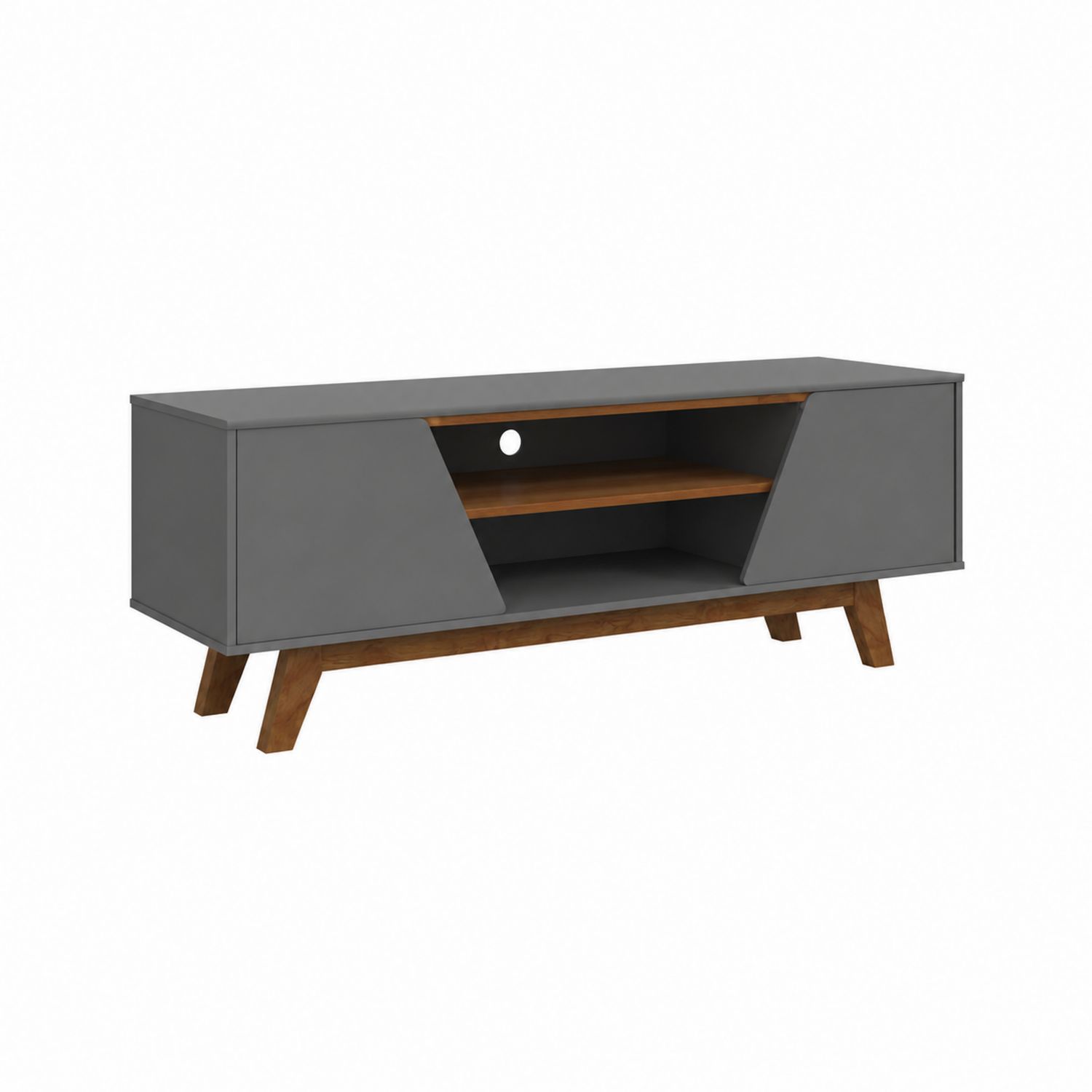 Szafka RTV z płytą MDF i drewnem dębowym 120x40x50 cm Szary
