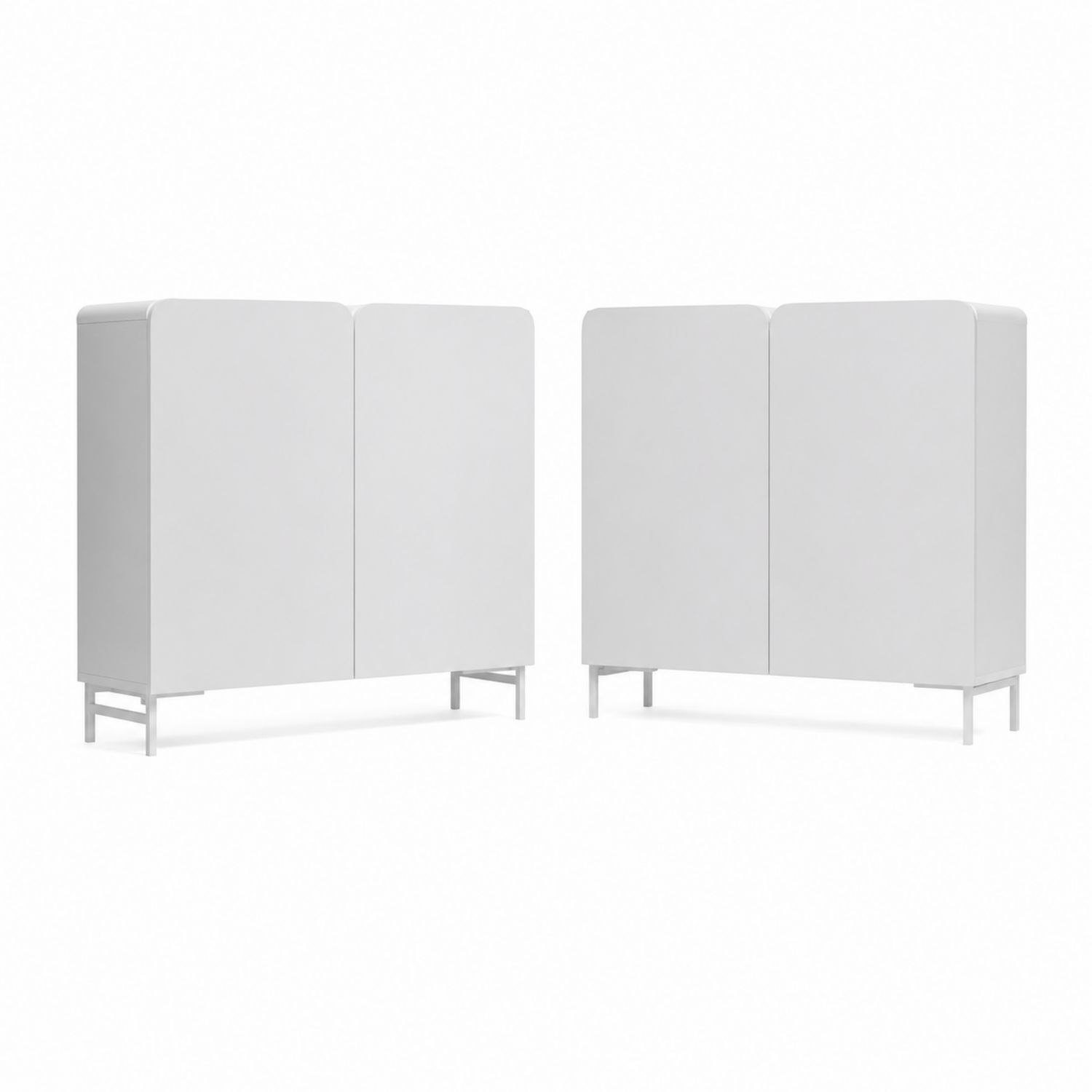 Zestaw szafek z płyty MDF i metalu, Biały, 80x35x110 cm