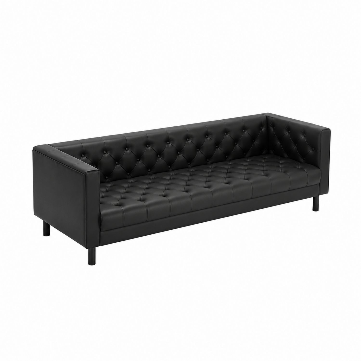 Trzyosobowa Sofa Skórzana Czarna