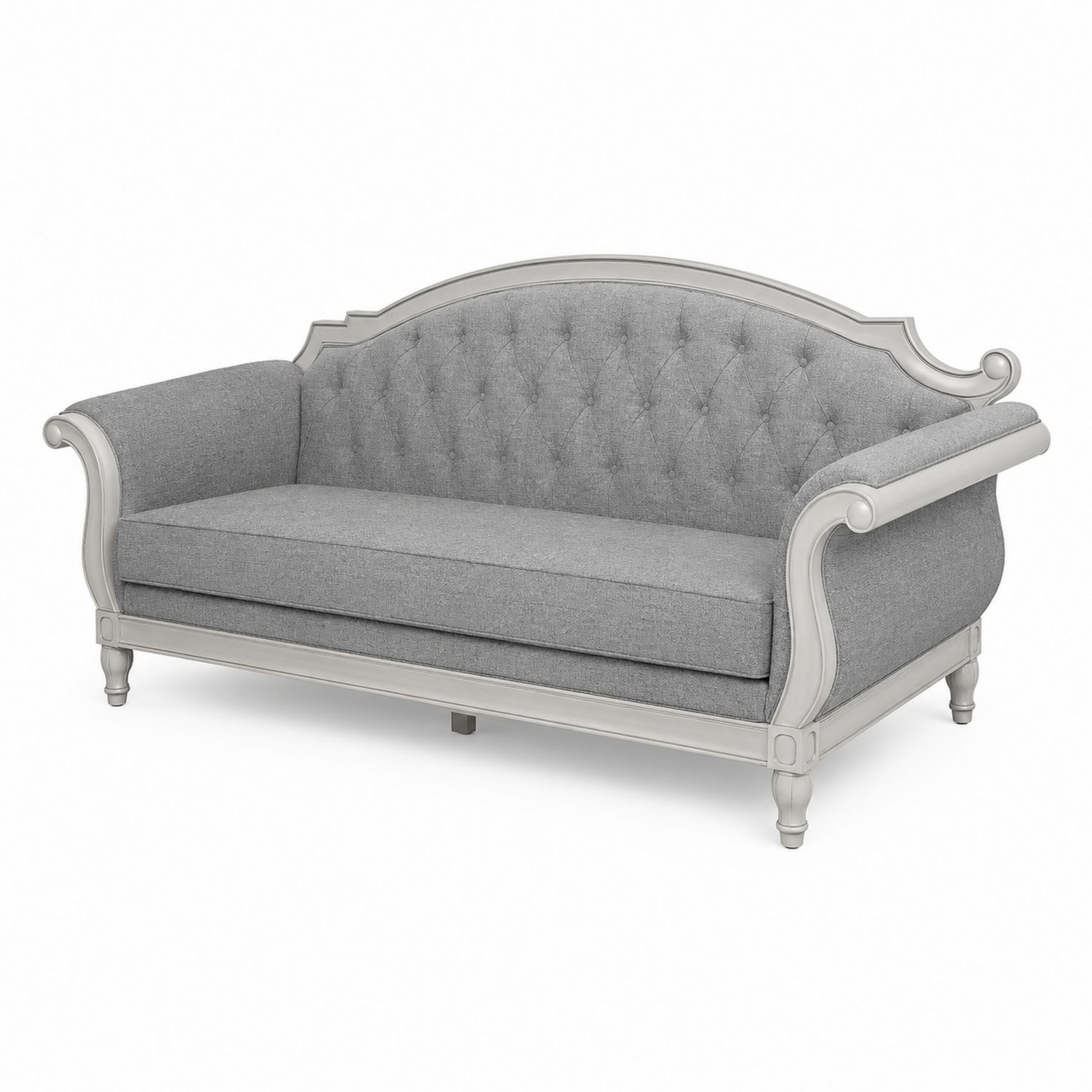 Sofa z Drewna Bukowego i Tkaniny Lnianej 210x90x100 cm Szara