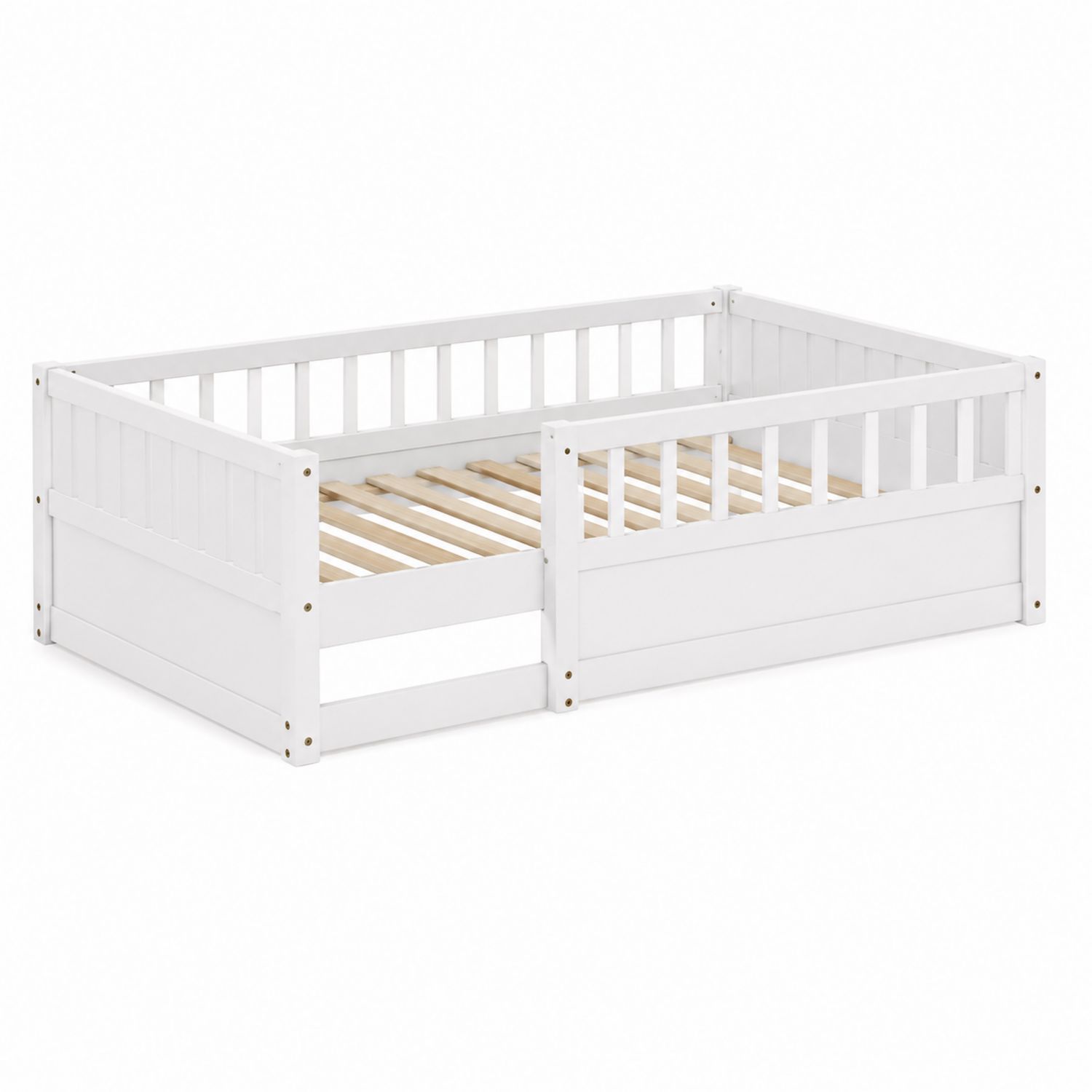 Łóżko dziecięce pojedyncze z barierką 160x80 drewno sosnowe Białe