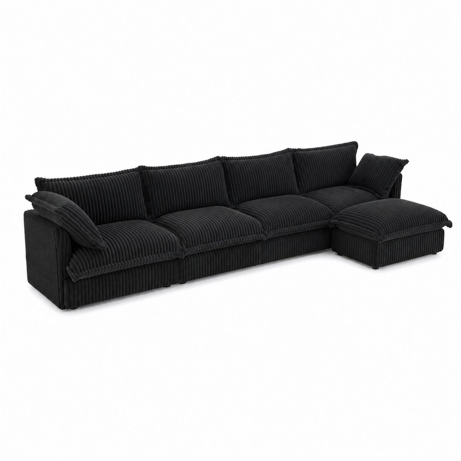 Sofa narożna z tkaniny sztruksowej z szezlongiem