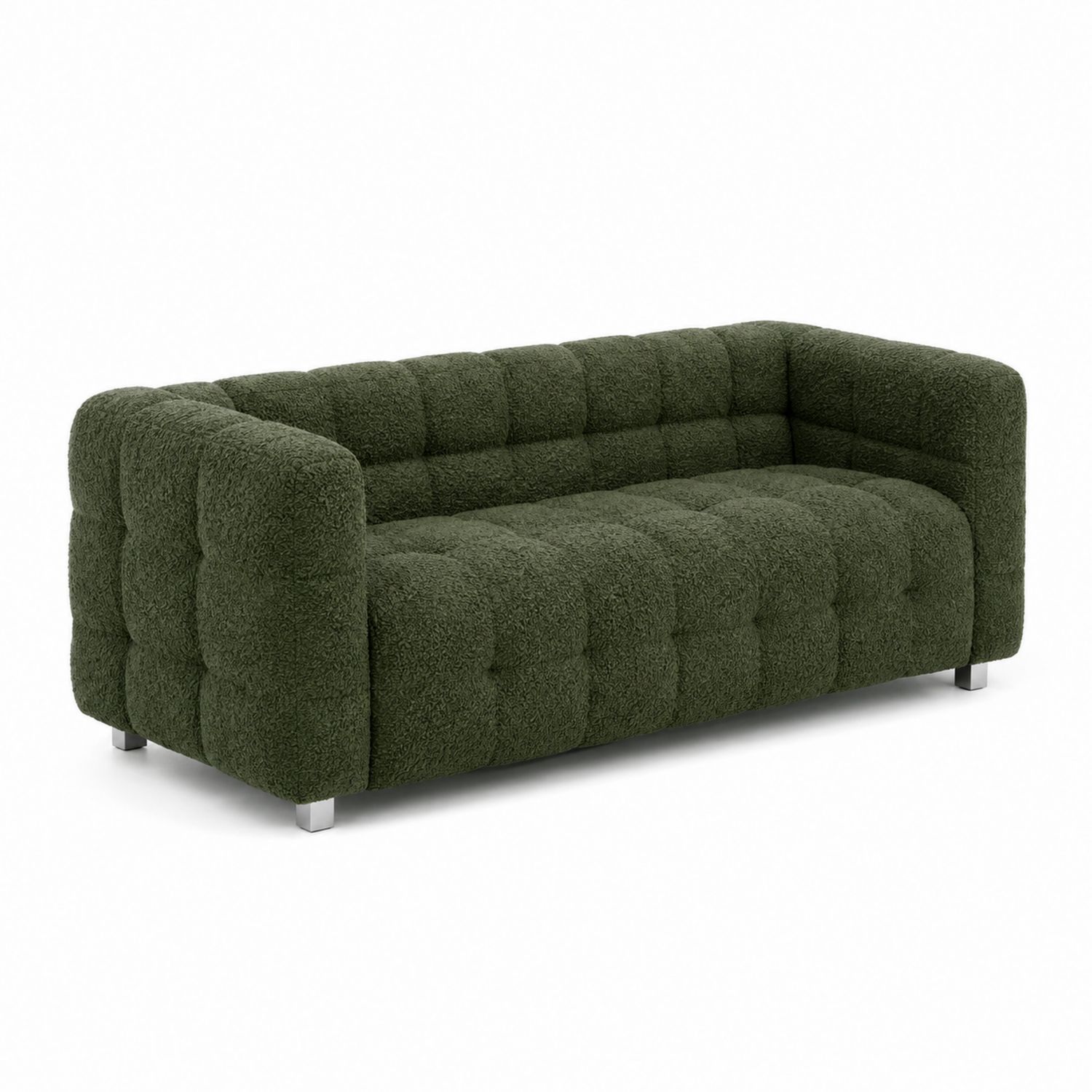 Sofa 3-osobowa z tkaniny bouclé Ciemnozielony