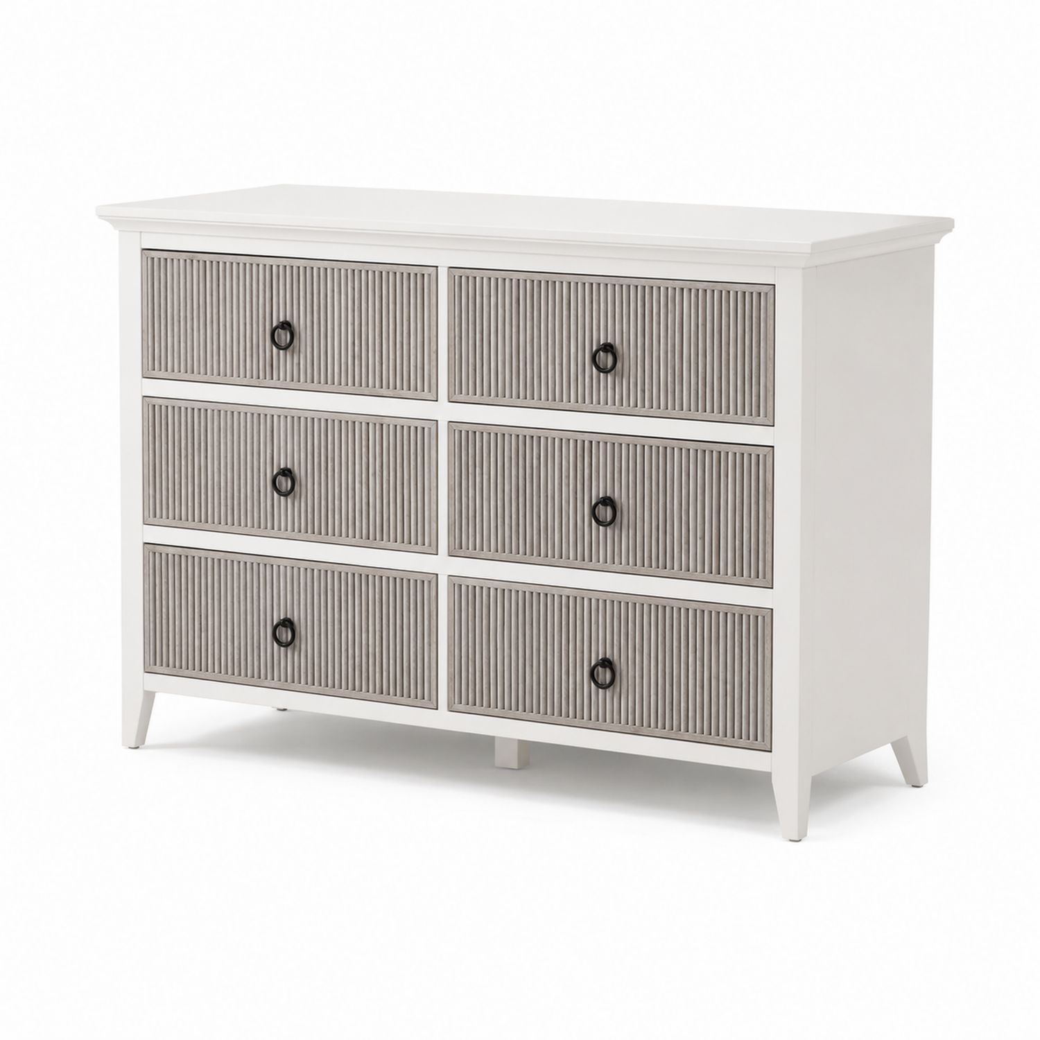 Komoda MDF z 6 Szufladami, Biała/Szara