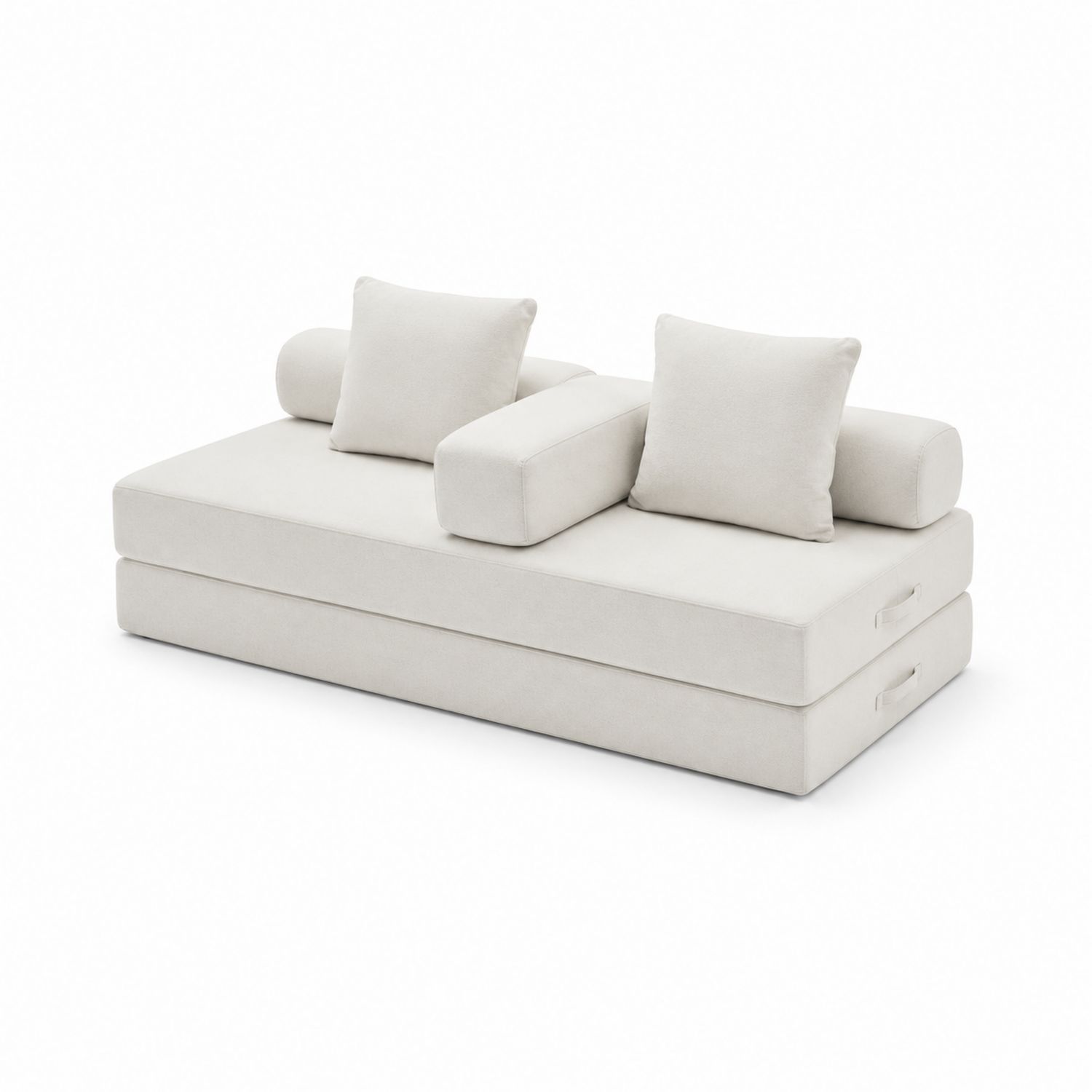 Sofa rozkładana 200x80 cm poliester Ecru