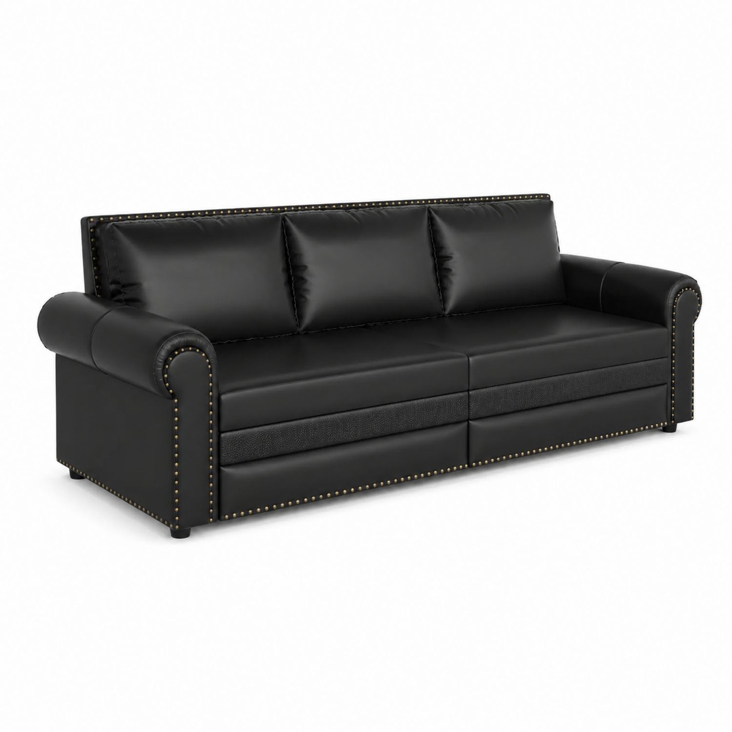 Czarna sofa skórzana 3-osobowa