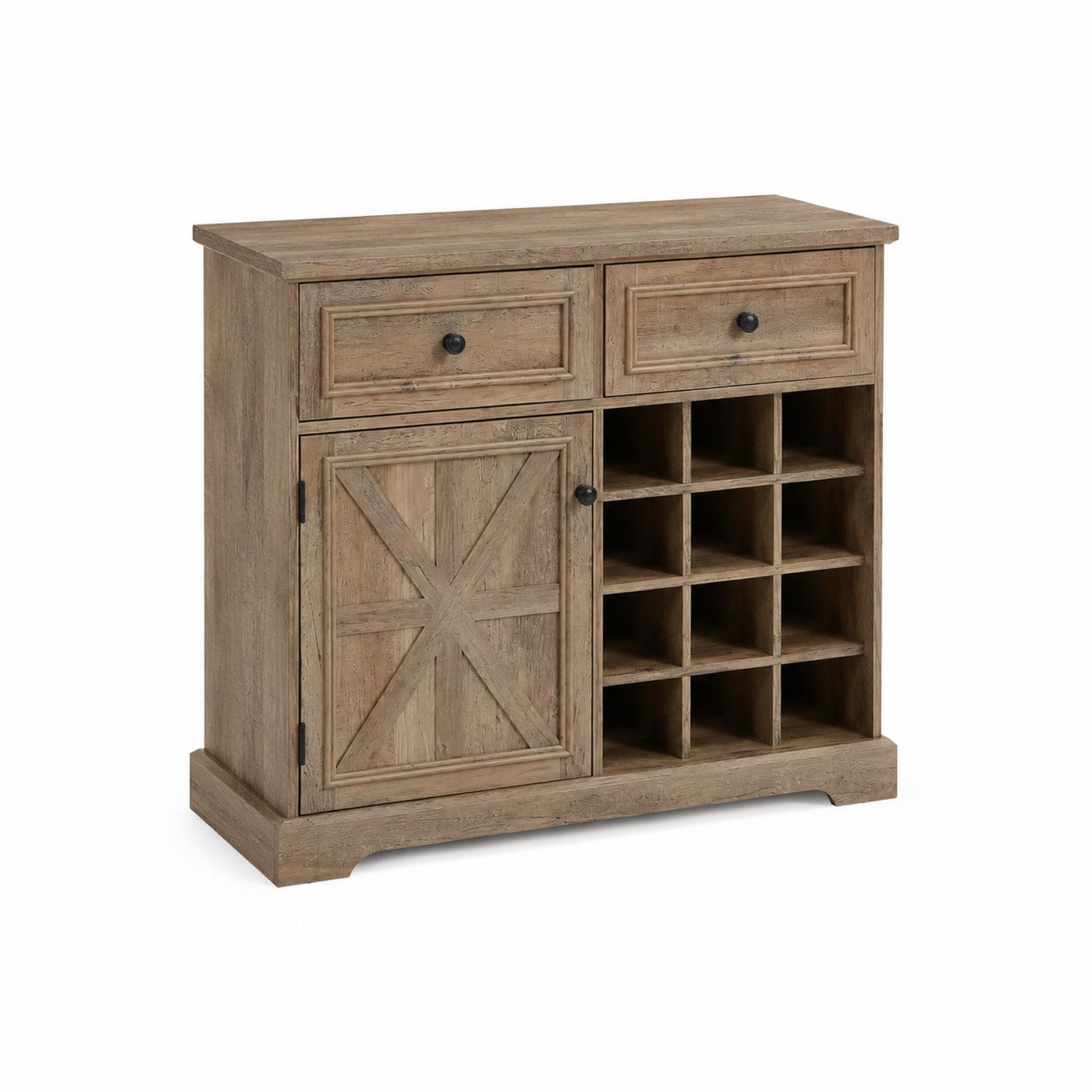 Kredens z drewna dębowego z półkami na 12 butelek wina 88x34x86 cm