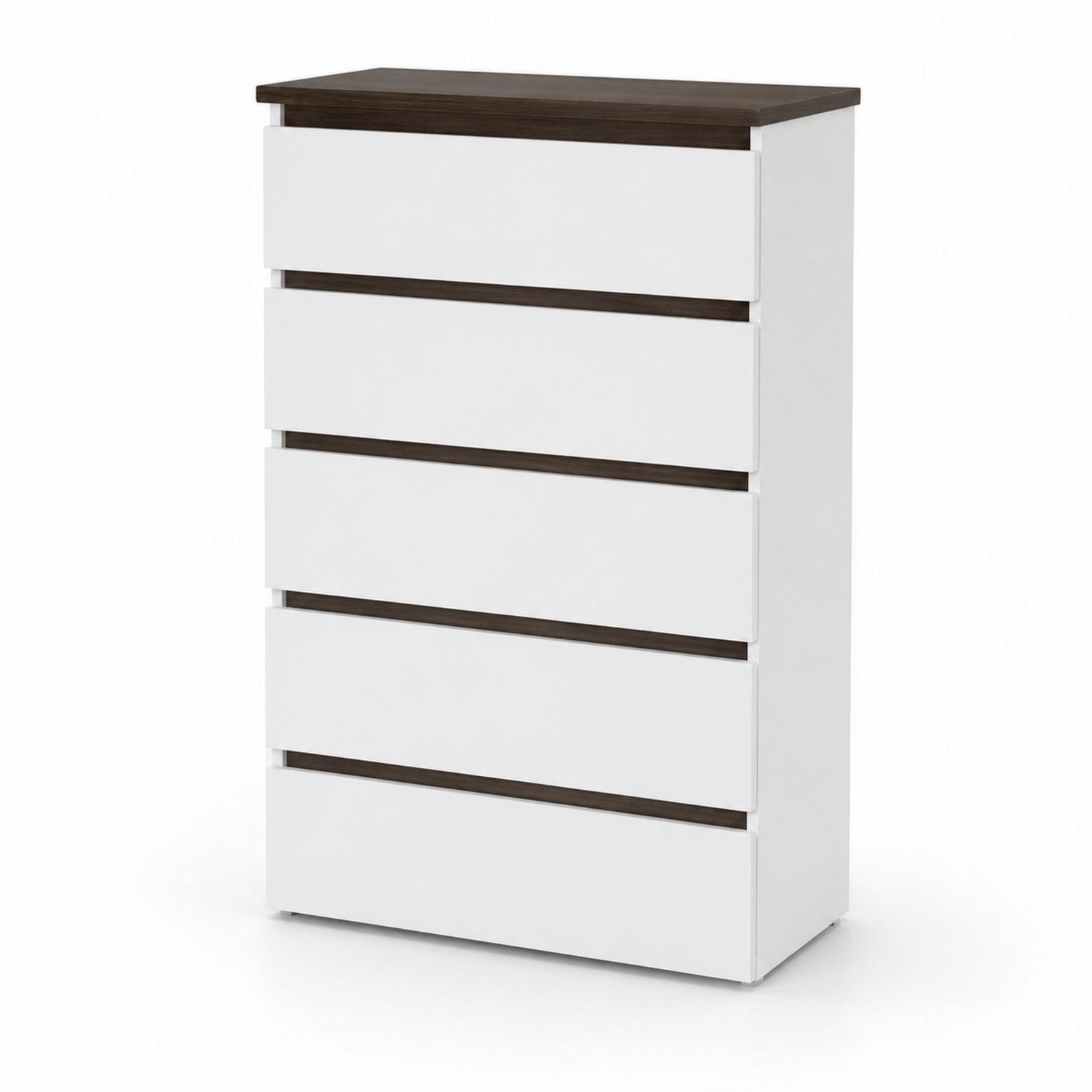 Komoda z 5 szufladami z MDF w kolorze Białym i Orzechu