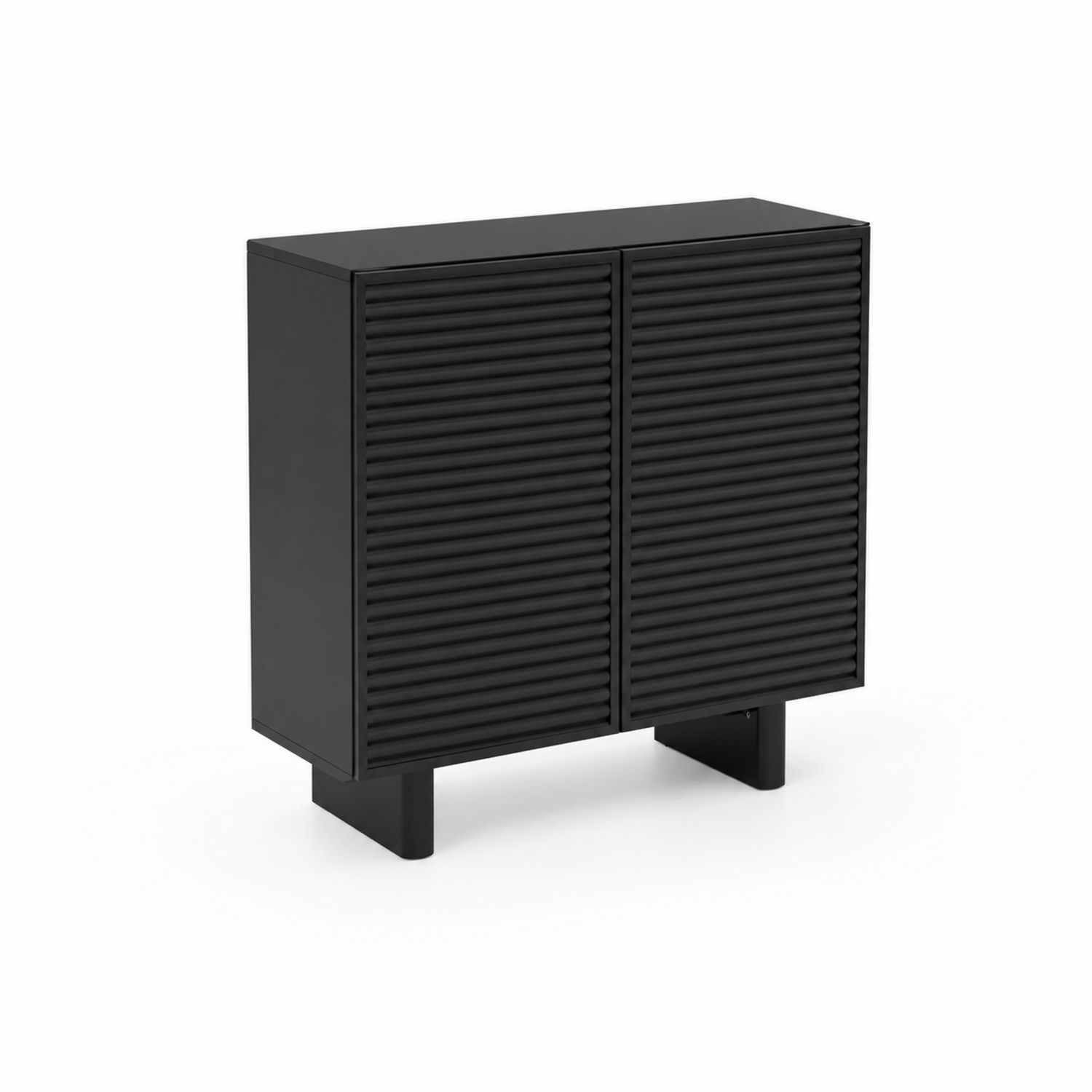 Czarna komoda metalowa z panelami pionowymi 100x35x85 cm