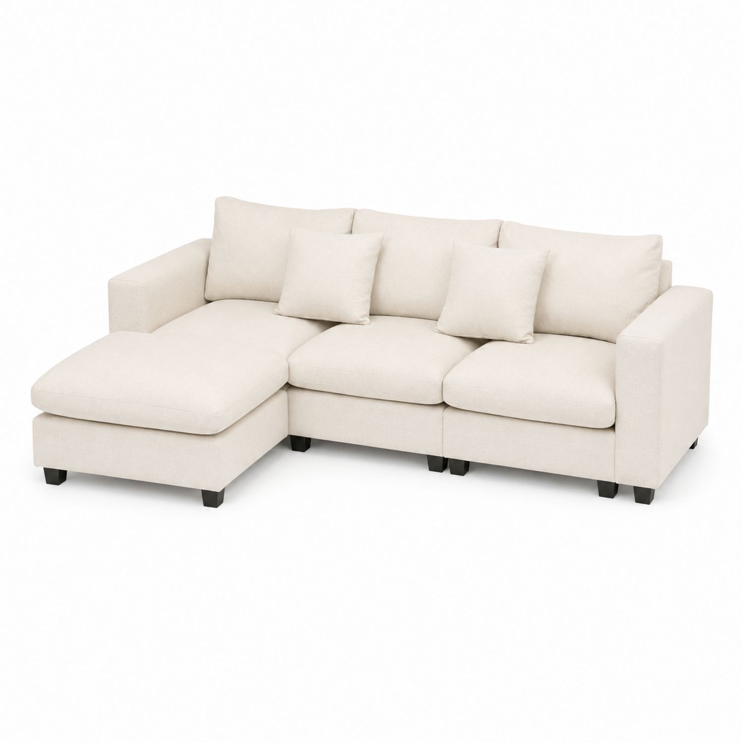 Sofa narożna L 250x150x85 cm z poliestru, Beżowa