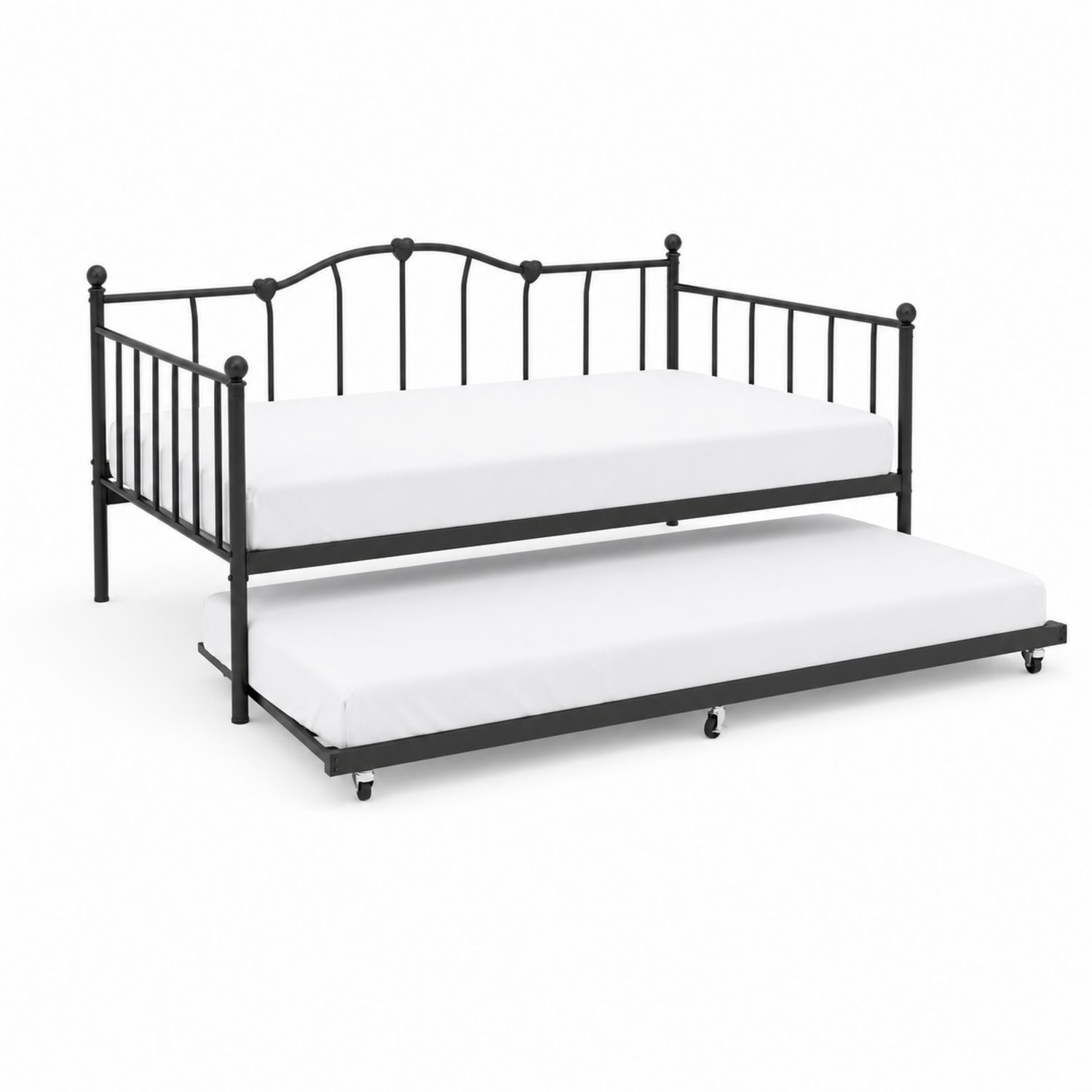 Łóżko metalowe z wysuwanym drugim łóżkiem czarne 200x90 cm