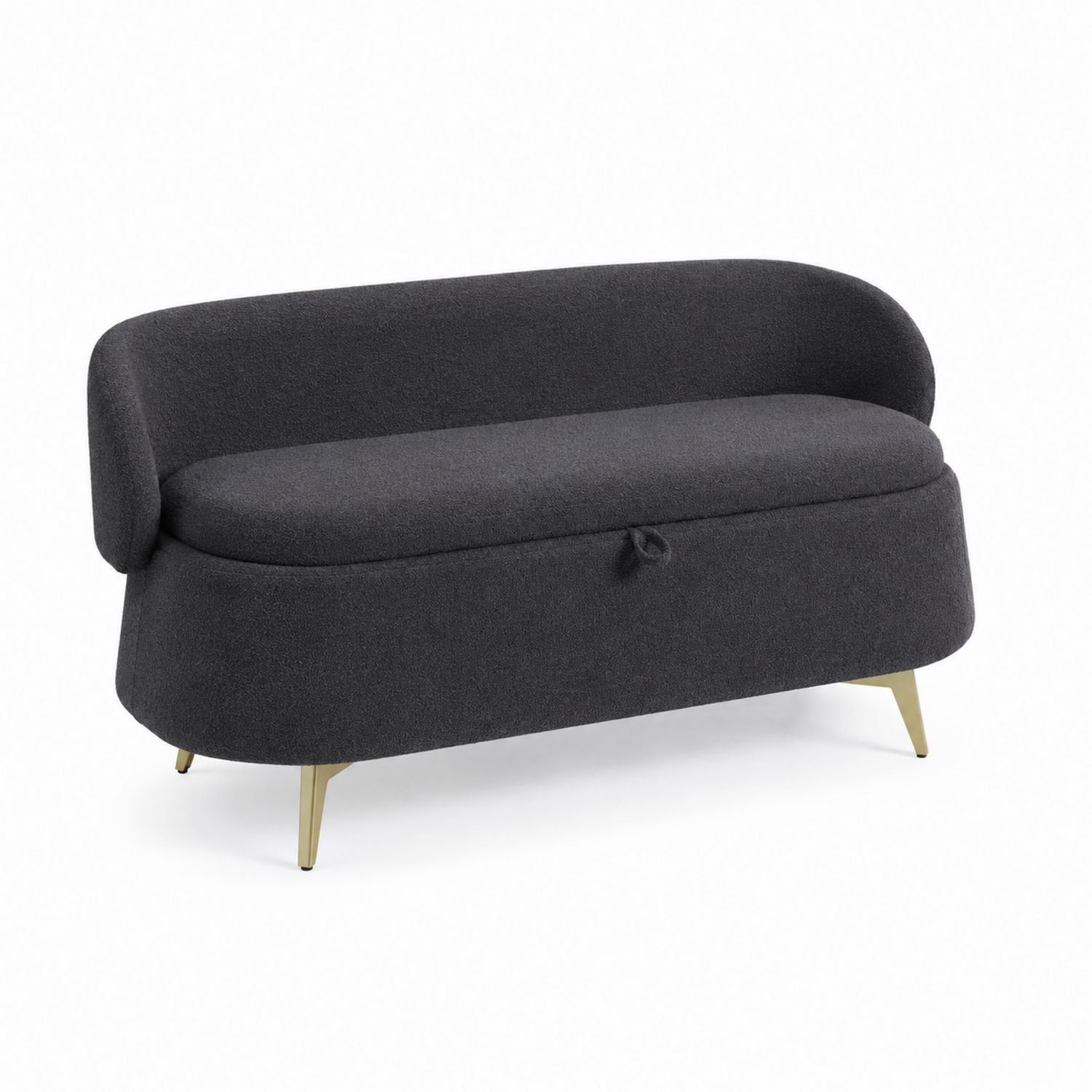 Sofa owalna z tkaniny poliestrowej, nogi metalowe, Antracytowa