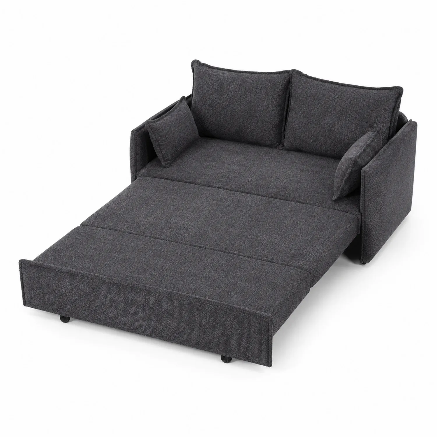 Rozkładana sofa materiałowa z poduszkami Ciemnoszary 200x150 cm