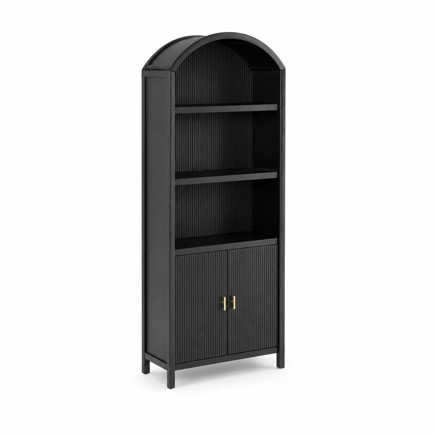 Czarny regał metalowy z łukowym blatem 190x80x35 cm