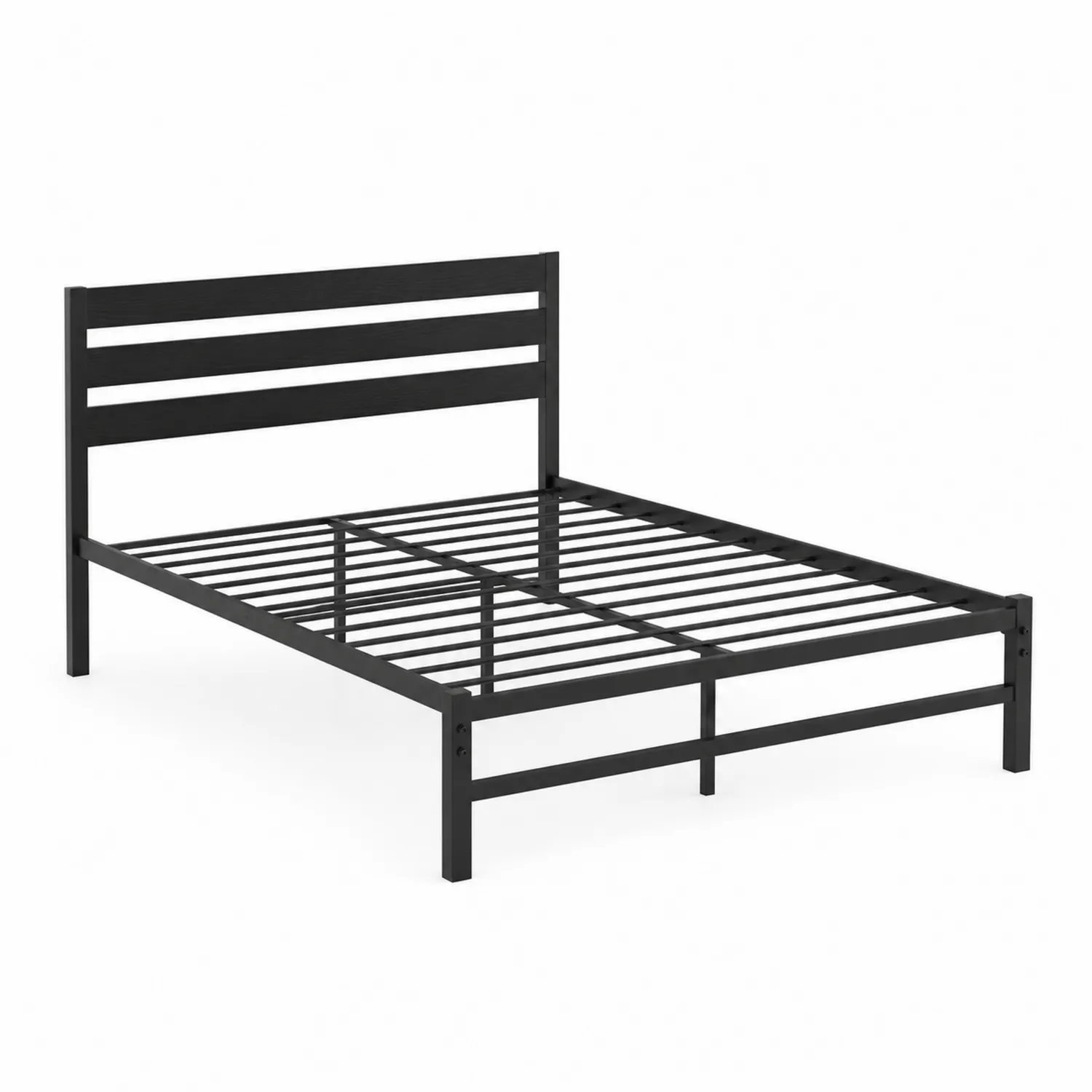 Łóżko metalowe czarne 200x160 cm ze stalowymi listwami