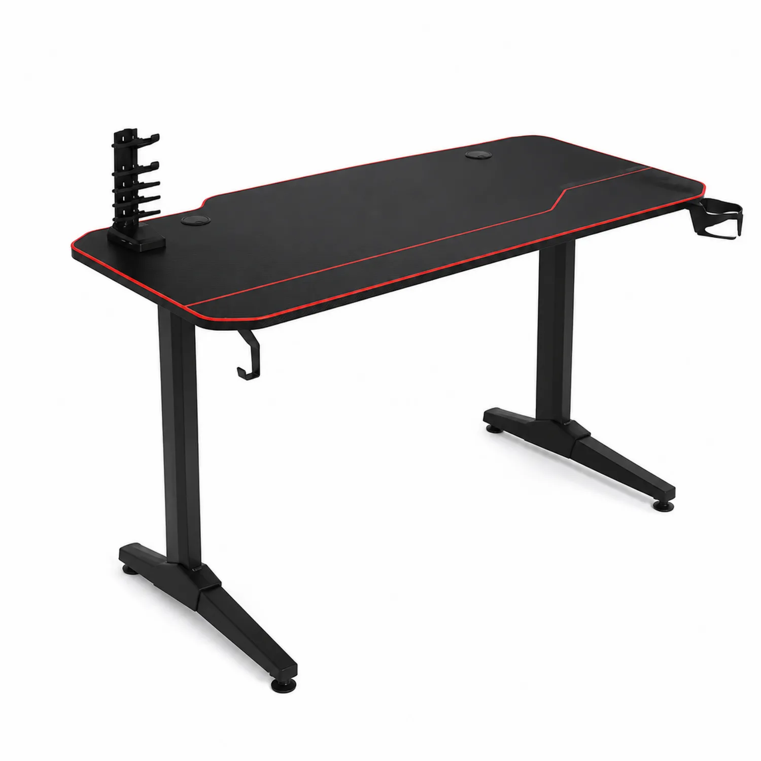 Biurko gamingowe MDF i Stal Czarno-Czerwone 140 cm