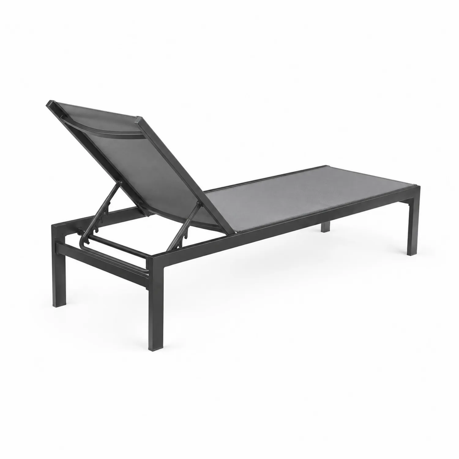 Leżak ogrodowy metalowy z regulowanym oparciem Szary 200cm x 65cm x 35cm