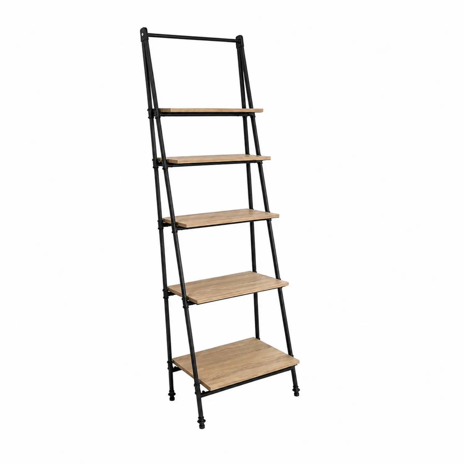 Regał drabinkowy metalowy z półkami z drewna sosnowego 180 cm