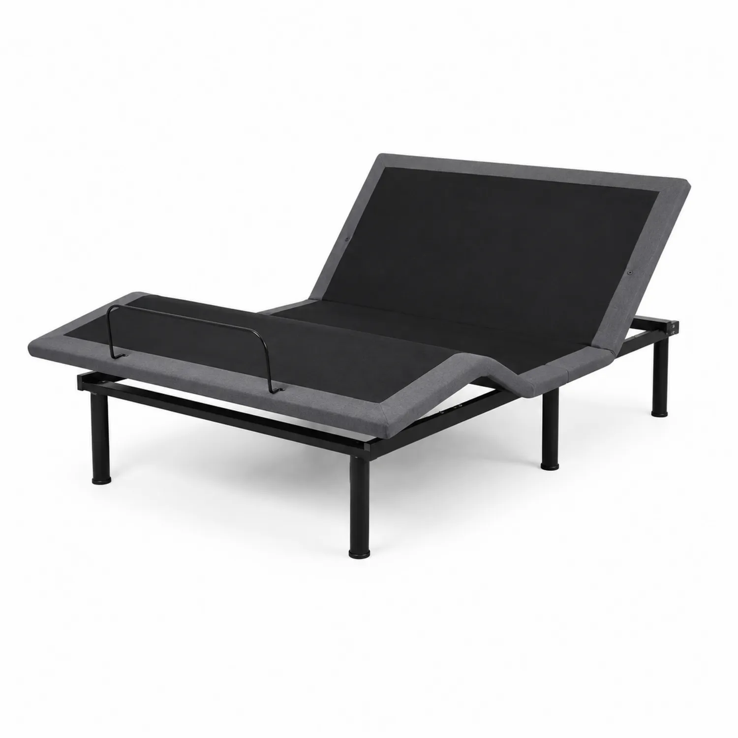 Łóżko elektryczne regulowane z tkaniny i metalu 200x140 cm, Czarny/Szary