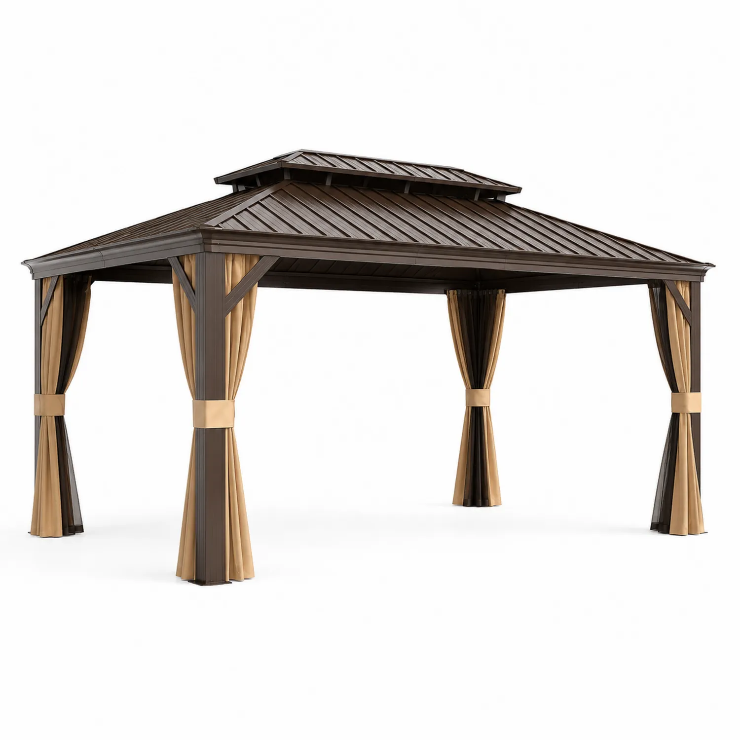 Metalowy Pawilon Ogrodowy z Zasłonami Aluminium 4x3m