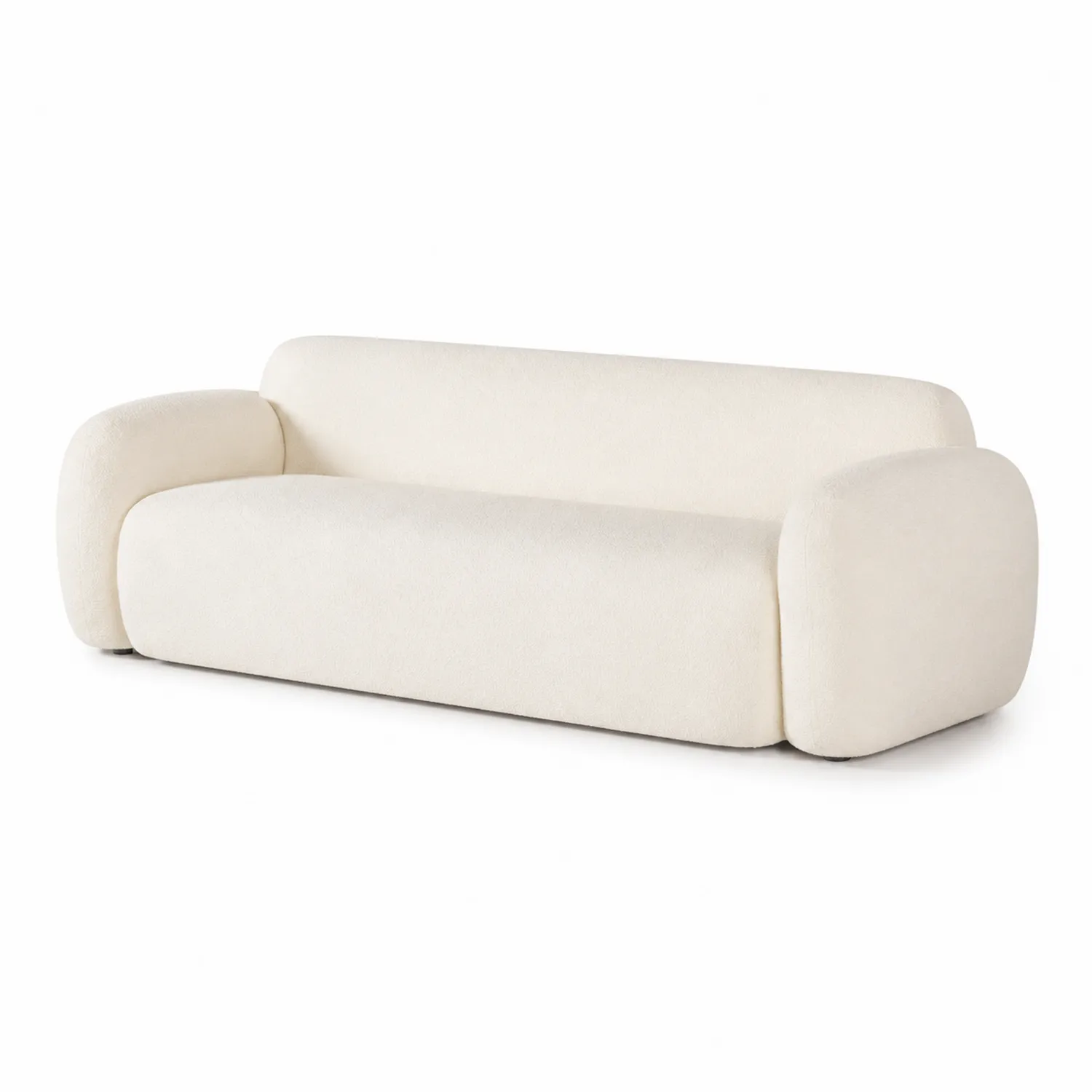 Sofa trzyosobowa z tkaniny bouclé kremowa 200x90x70 cm