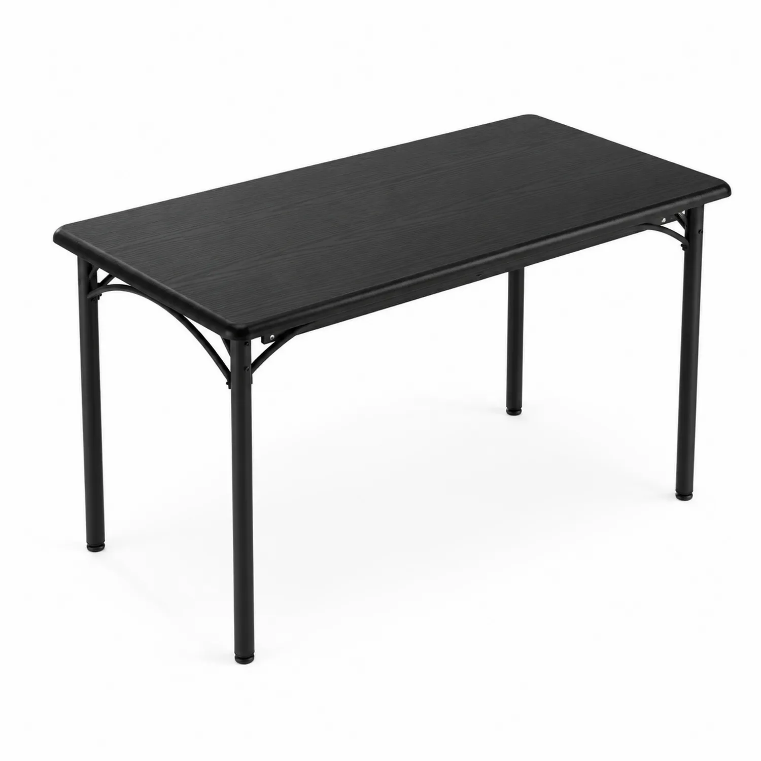 Stół prostokątny czarny z tworzywa sztucznego i stali 150x80 cm