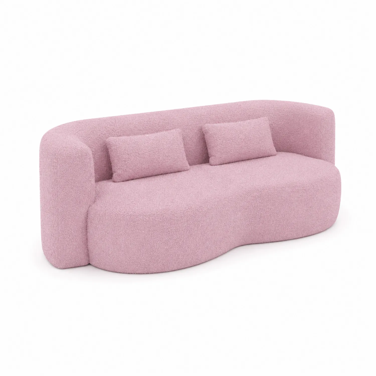 Sofa z tkaniny bouclé różowa nieregularna 230x100x75 cm