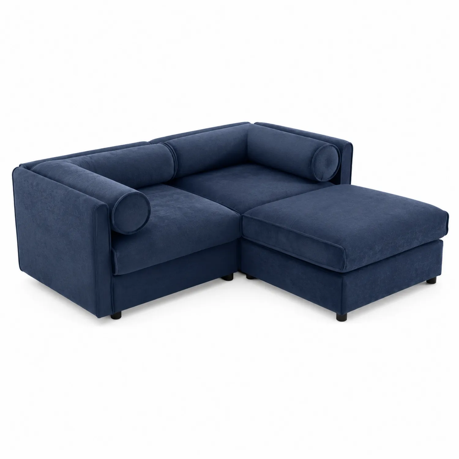 Narożna sofa welurowa granatowa 200x140 cm