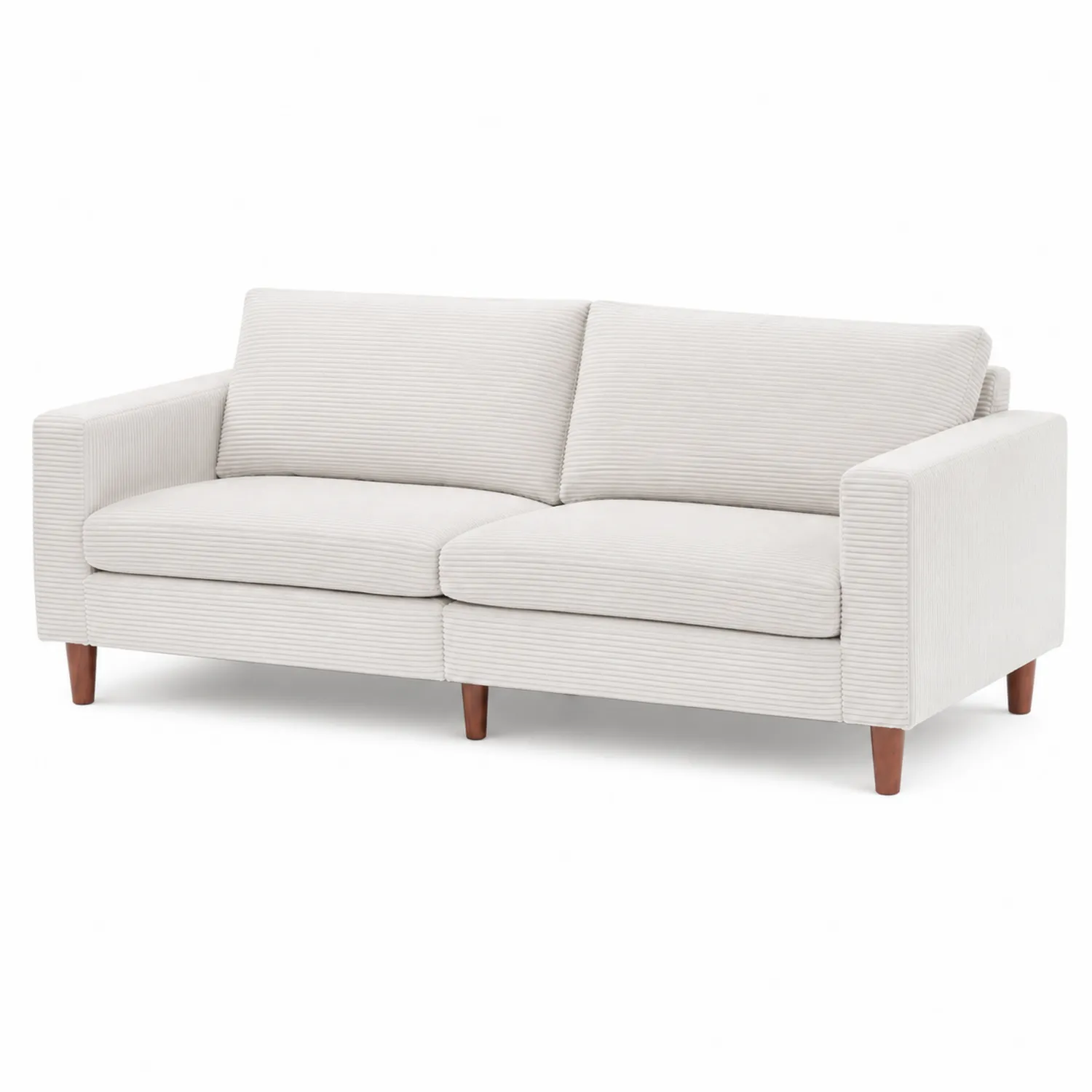 Sofa trzyosobowa sztruksowa jasnobeżowa 200 cm