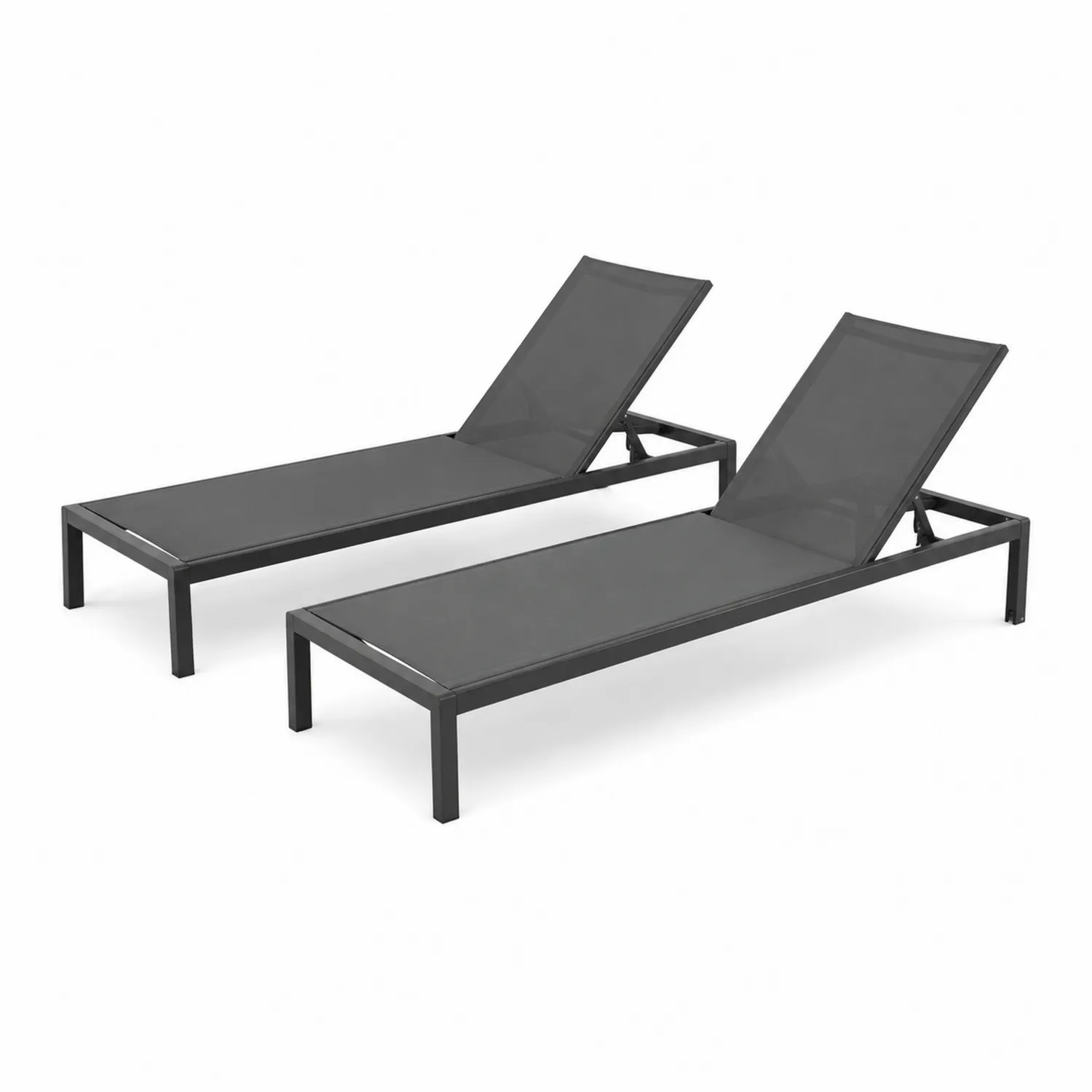 Aluminiowa leżanka z tkaniną syntetyczną 2 sztuki