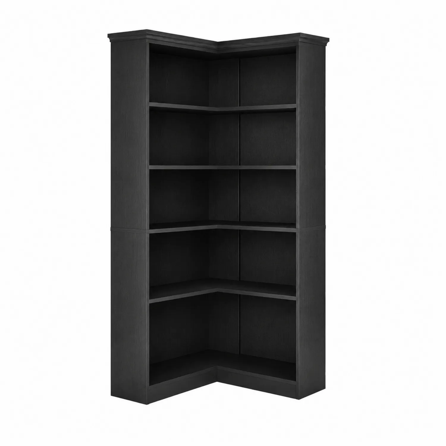 Czarny narożny regał na książki z płyty MDF 180x90x30 cm