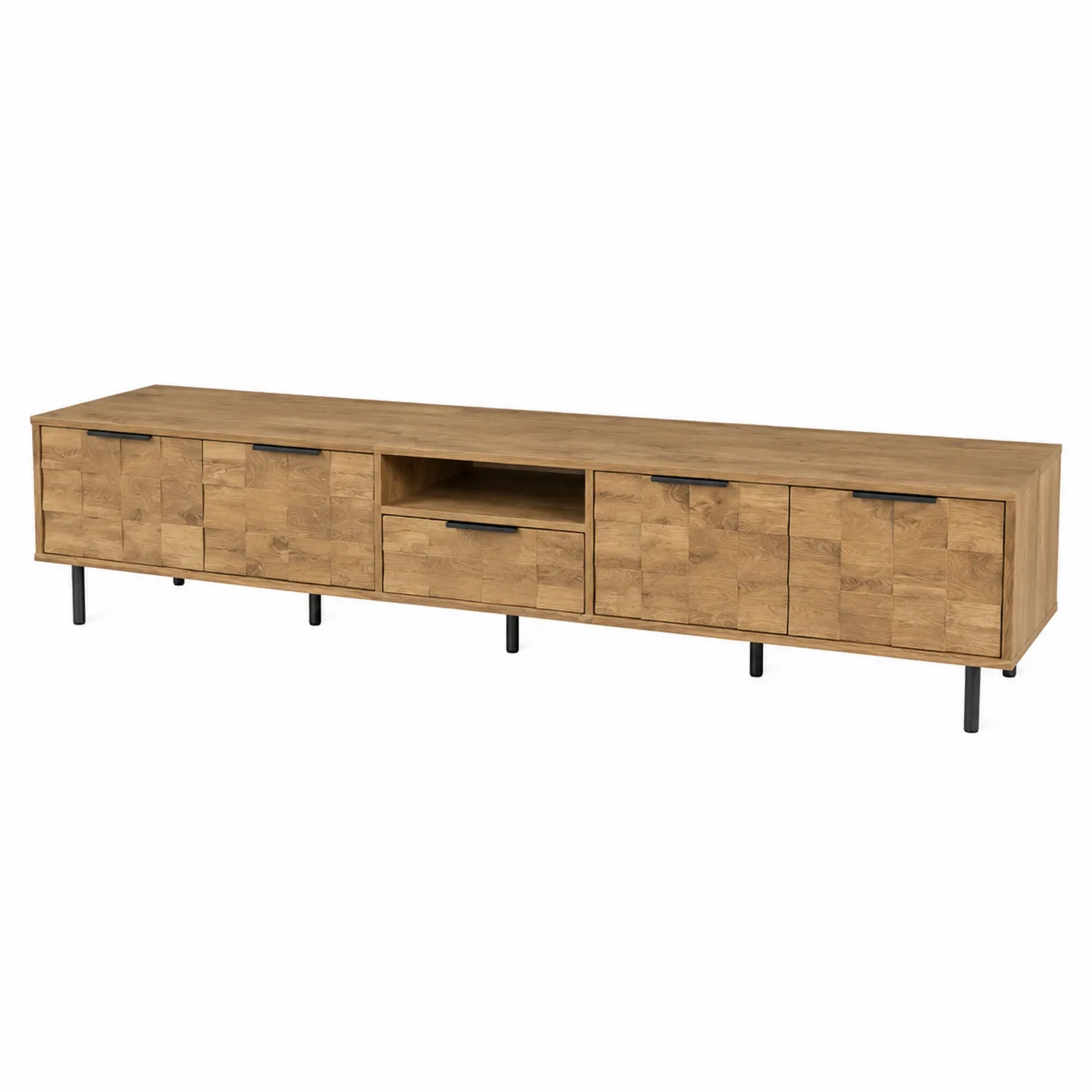 Szafka RTV z drewna dębowego z czterema drzwiami i szufladą 180x40x50 cm