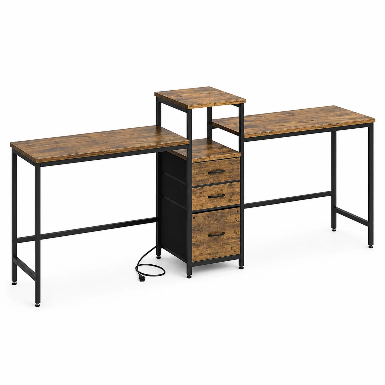Biurko narożne z szufladami z płyty MDF i metalem 140x130x75 cm