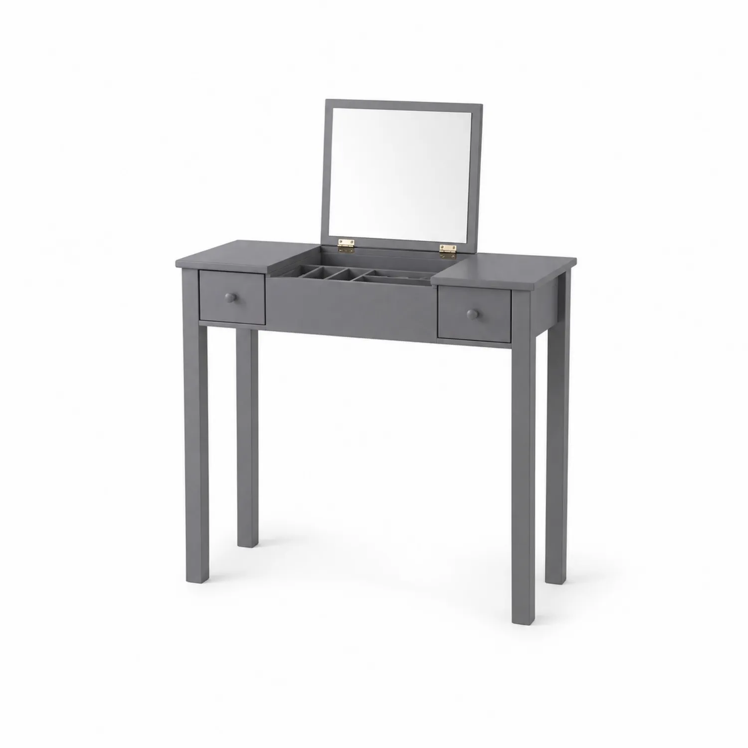 Toaletka z lustrem szara 100x40x80 cm drewno sosnowe