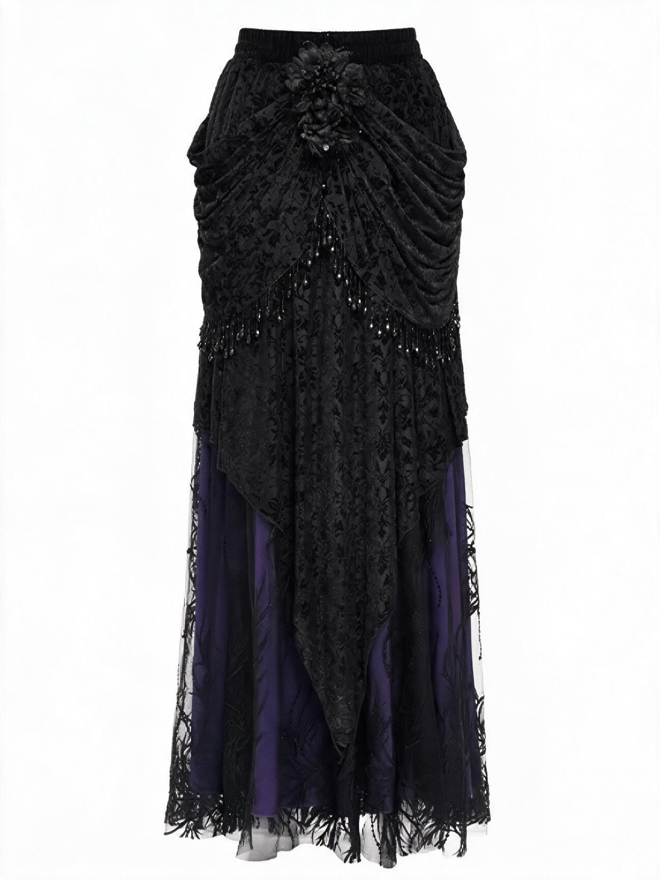 Women's 3-Piece Gothic Victorian Dress Set Corset Bolero & Layered Maxi Skirt Dark Romantic Vampire Costume